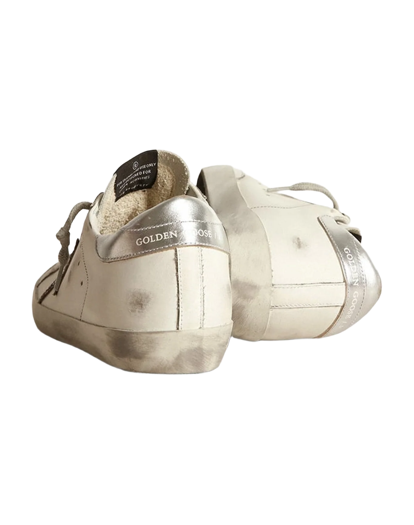 Women | Silver Star Super-Star Sneakers with Contrasting Stitching | White x Silver x Red Blue