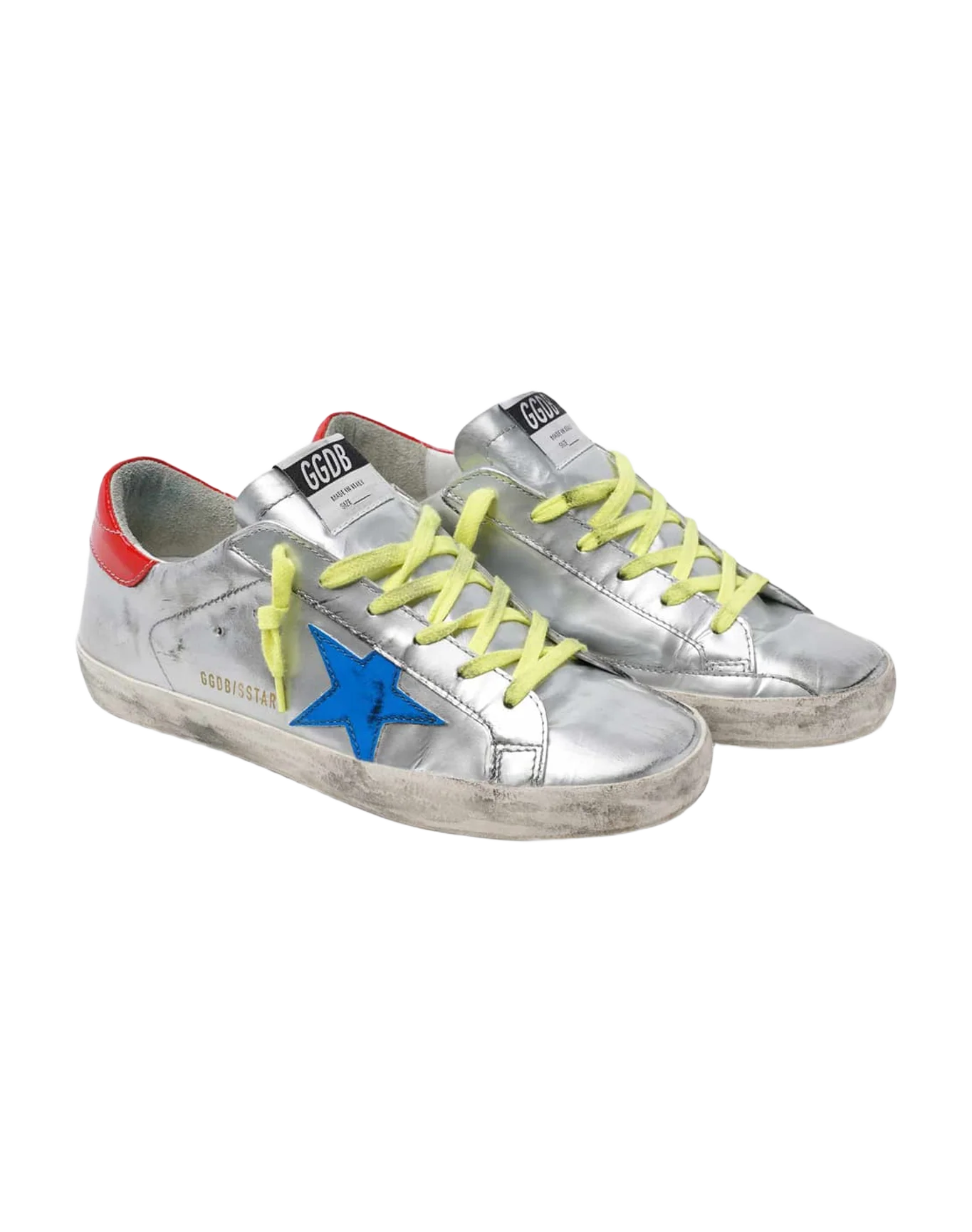 Women | Silver Super-Star Sneakers with Blue Star - Image 3