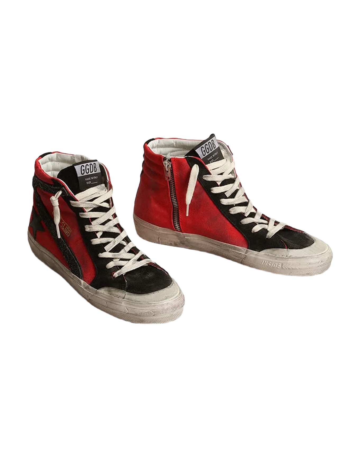 Women | Slide Red Leather with Black Star | Red x Black - Image 3