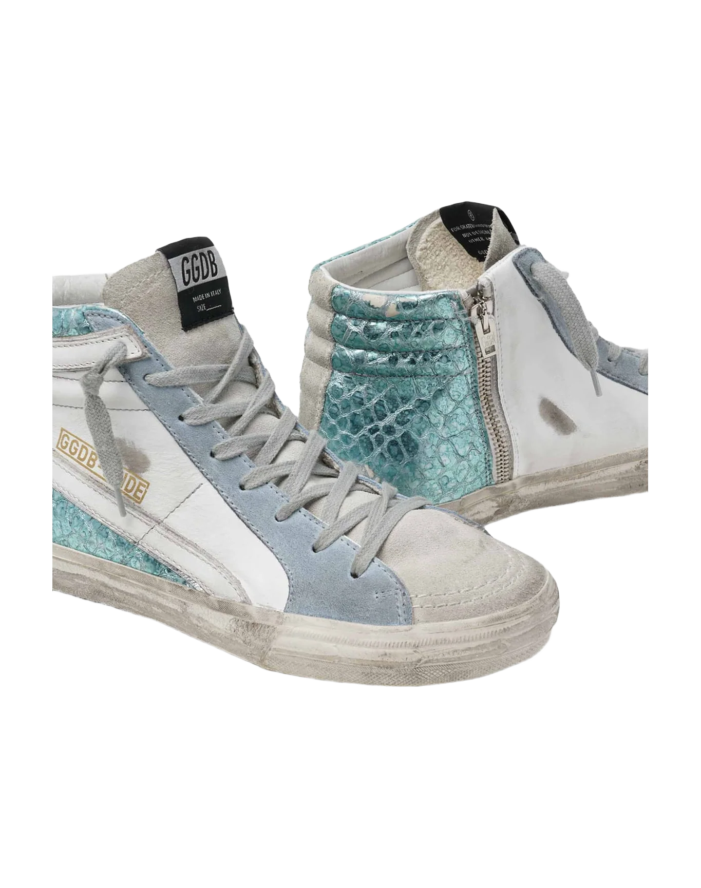 Women | Slide Sneakers Crocodile-Print Green Laminated Leather - Image 3