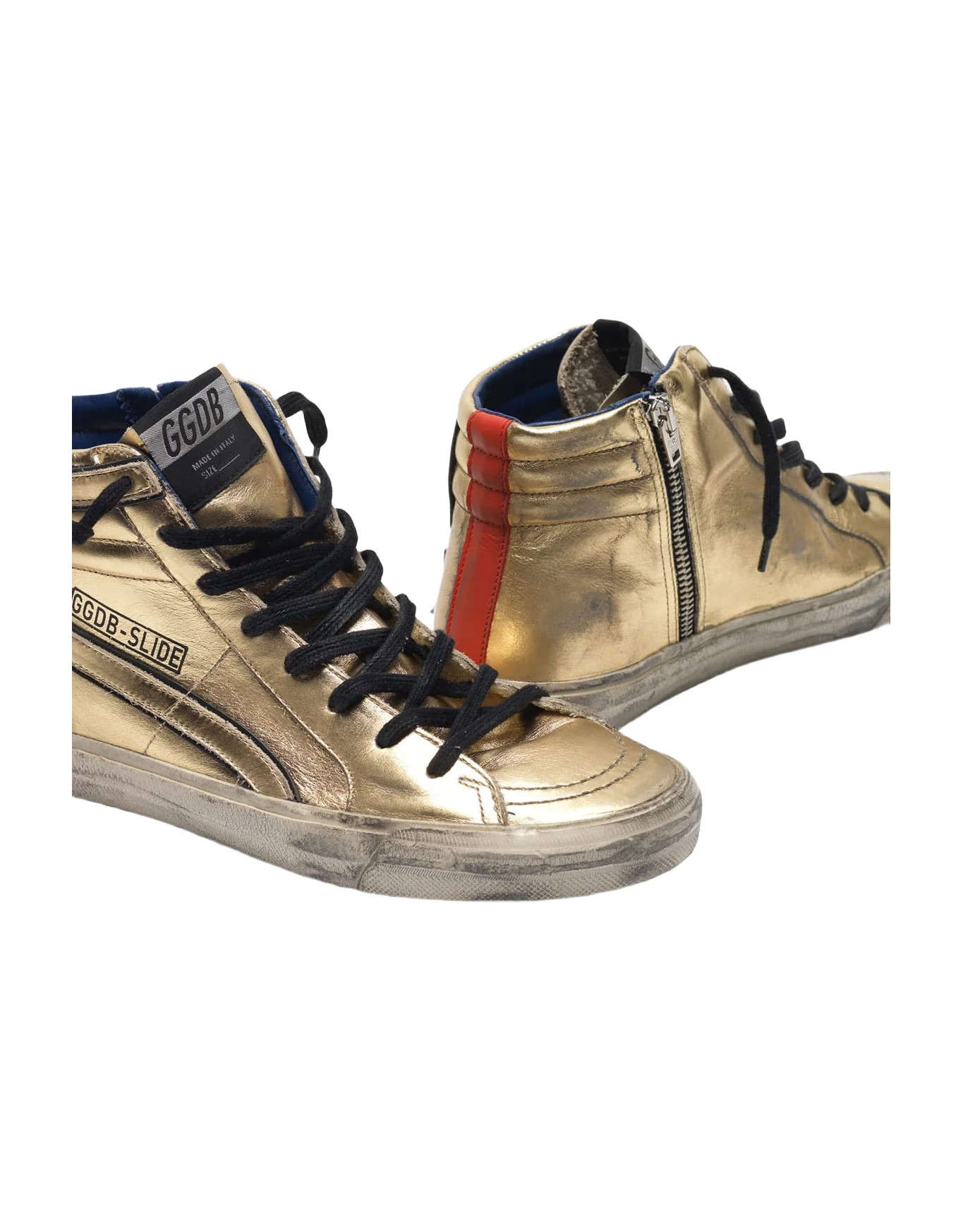 Women | Slide Sneakers Gold Laminated Leather - Image 8