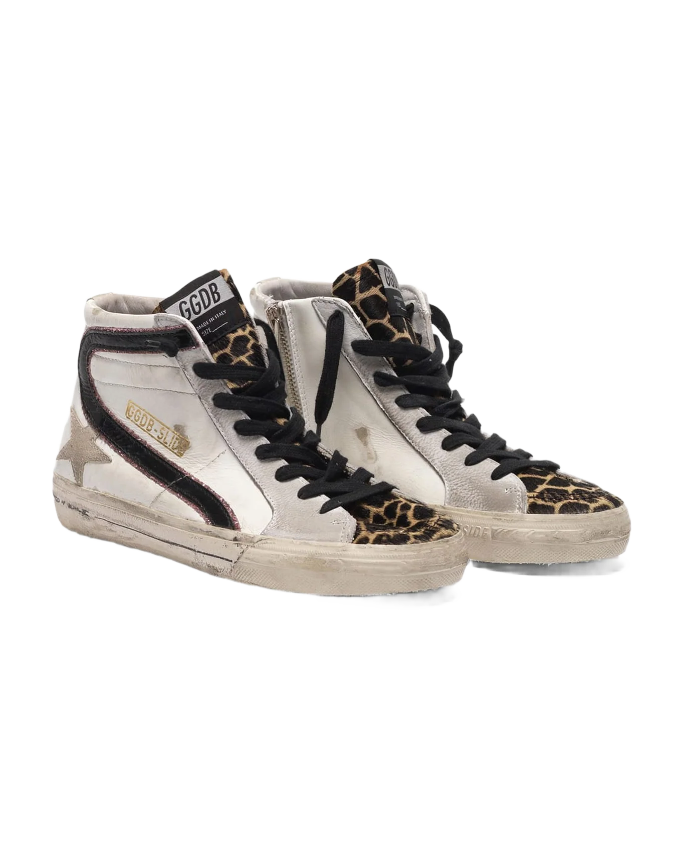 Women | Slide Sneakers with Leopard-Print Pony Skin Insert & Glitter Detail - Image 4