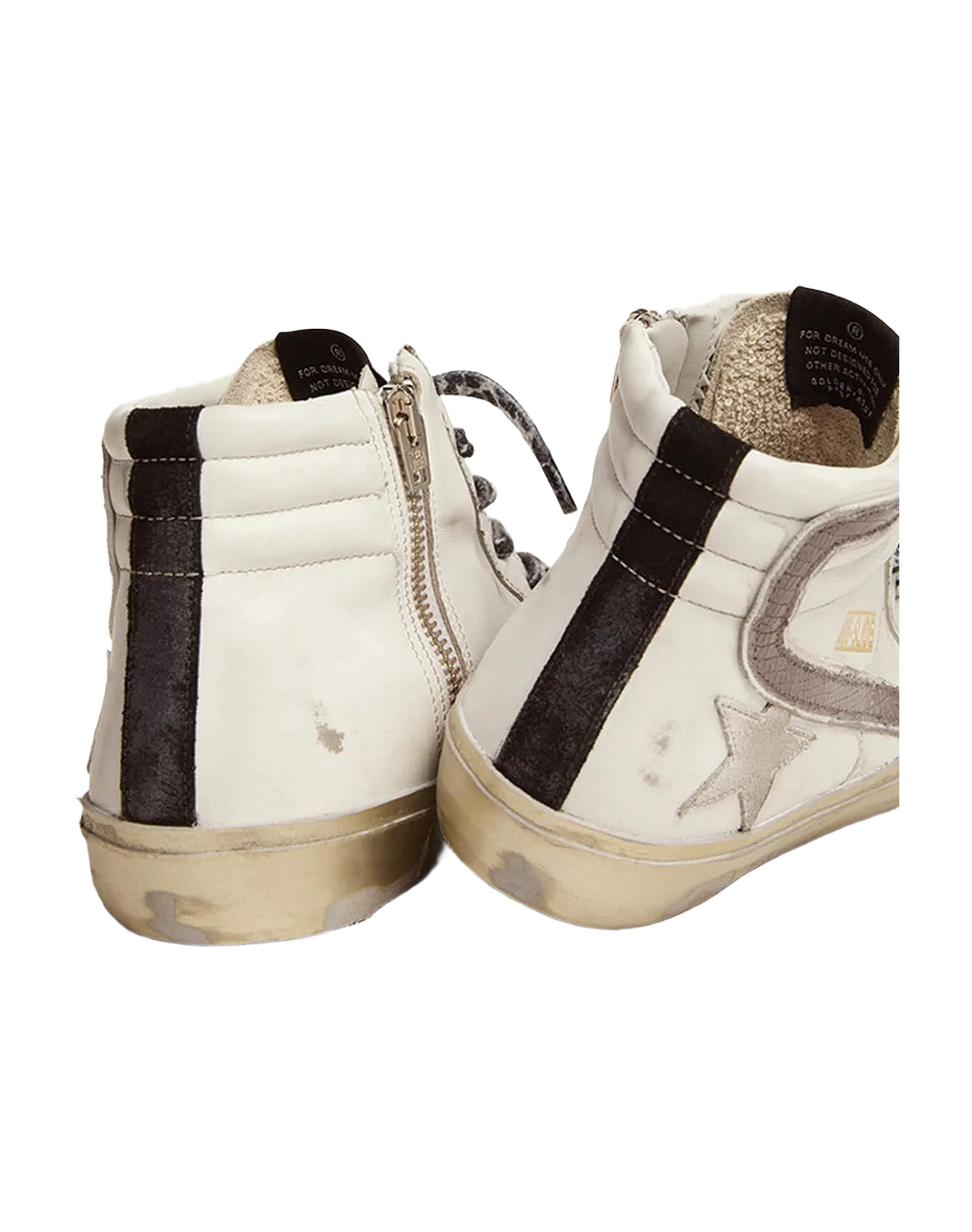 Women | Slide with Star White Suede & Leather Flash | White x Black x Taupe - Image 4