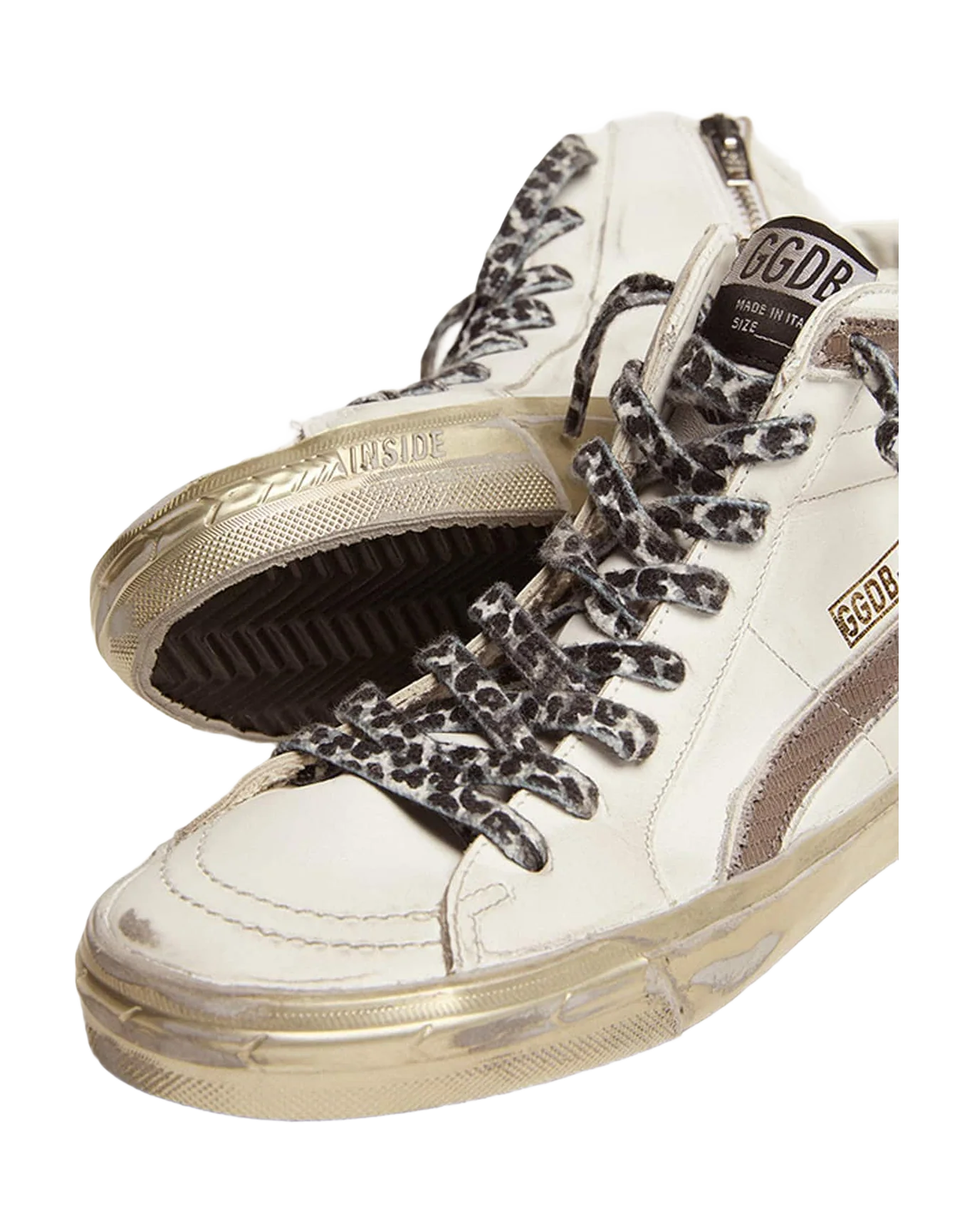 Women | Slide with Star White Suede & Leather Flash | White x Black x Taupe - Image 7