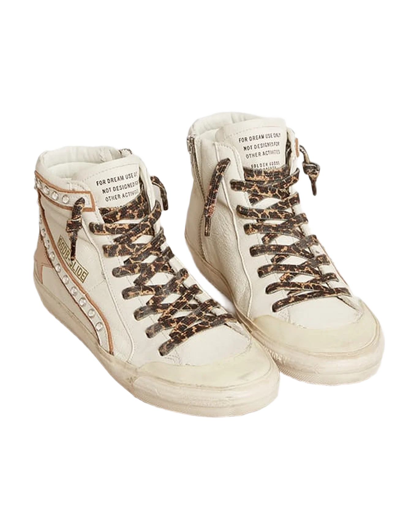 Women | Slide with Swarowski Crystals & Pink Star | White x Beige x Platinum - Image 3