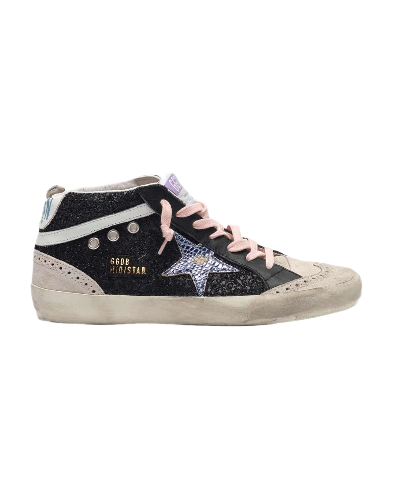 Women | Sneakers Mid Star Black Glitter-Light Blue