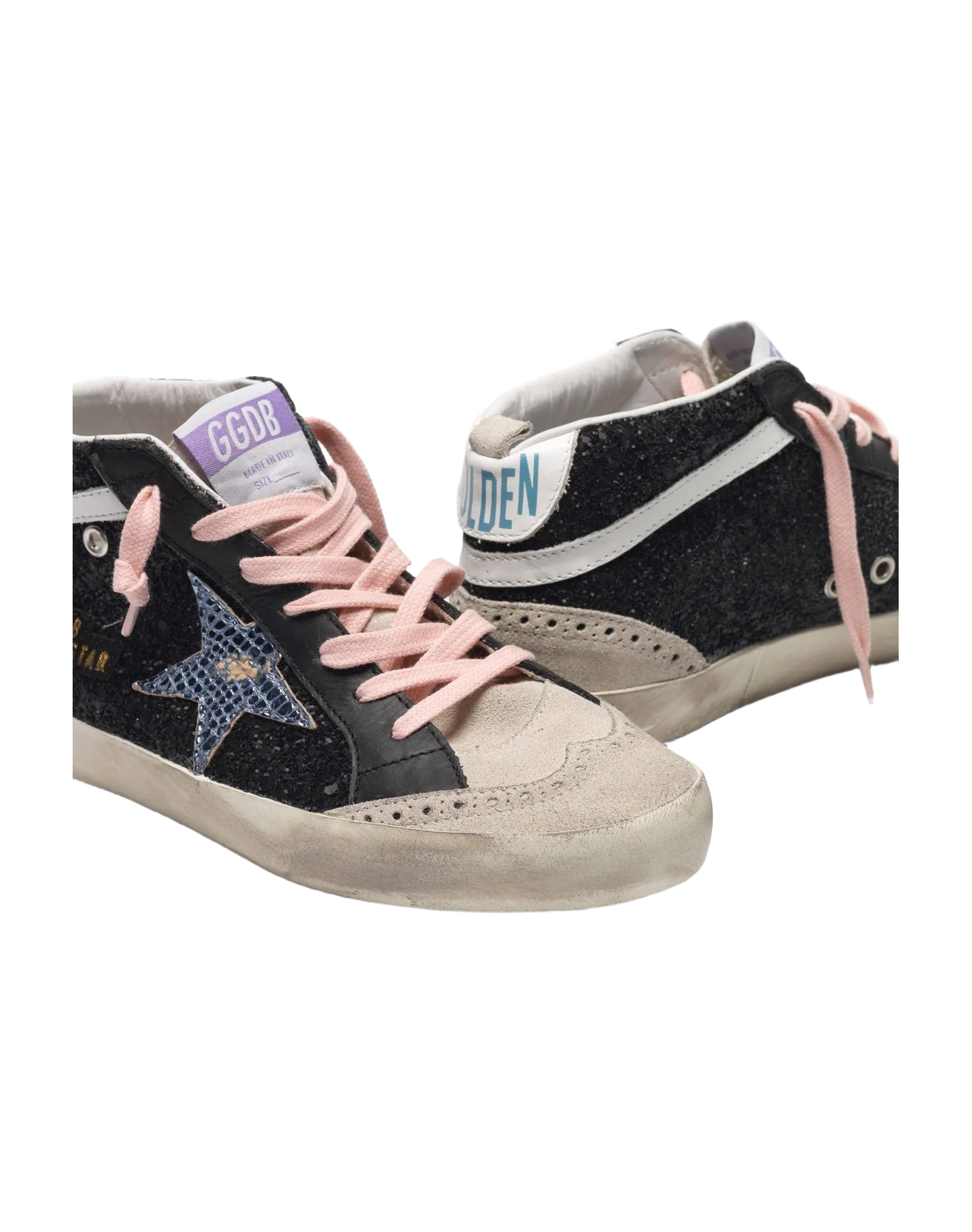 Women | Sneakers Mid Star Black Glitter-Light Blue - Image 7