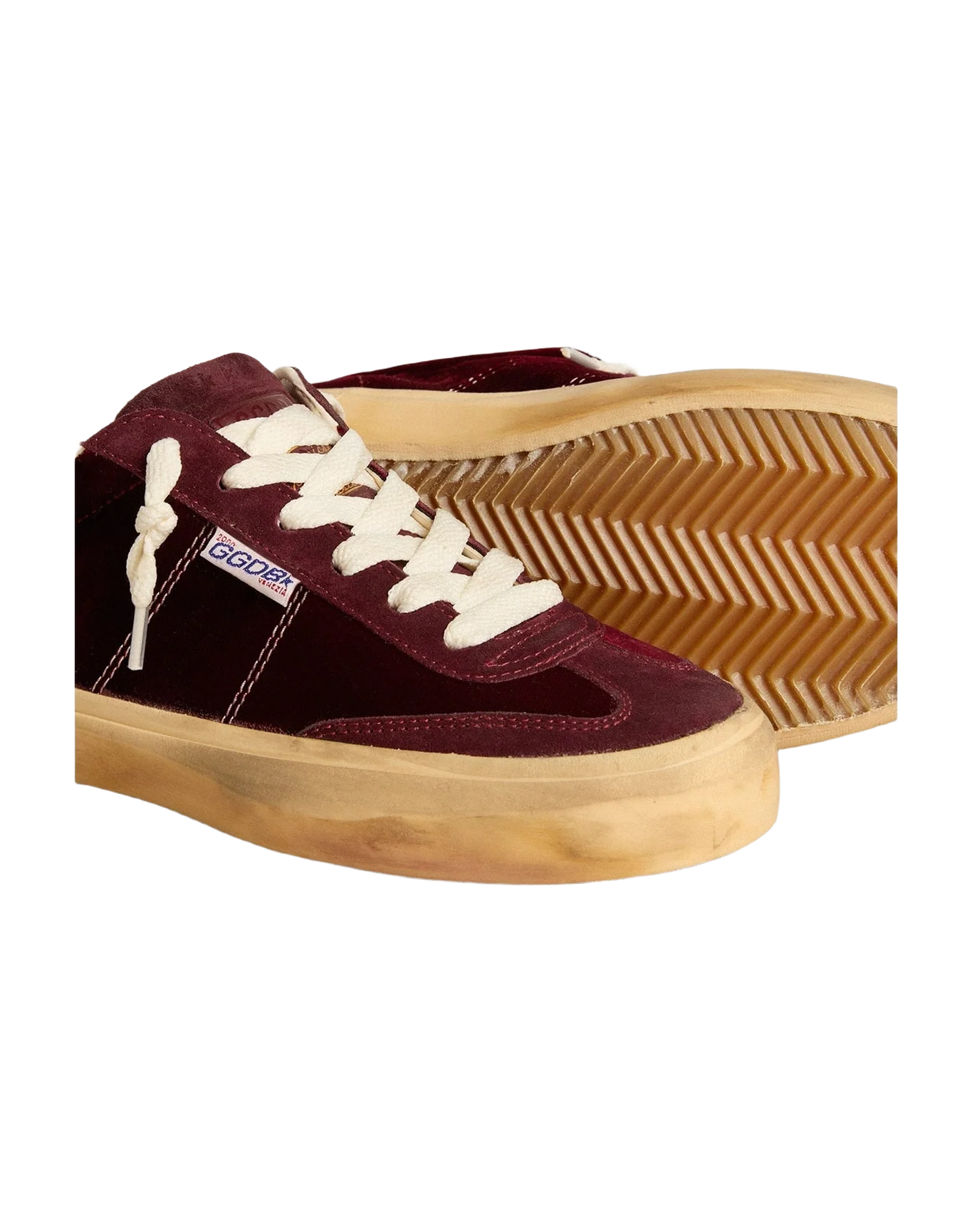 Women | Soul Star Burgundy Velvet with White Leather Heel Tab | Bordeaux x Milk