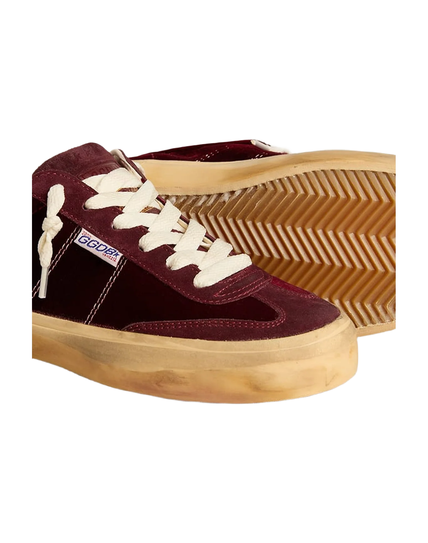 Women | Soul Star Burgundy Velvet with White Leather Heel Tab | Bordeaux x Milk - Image 2