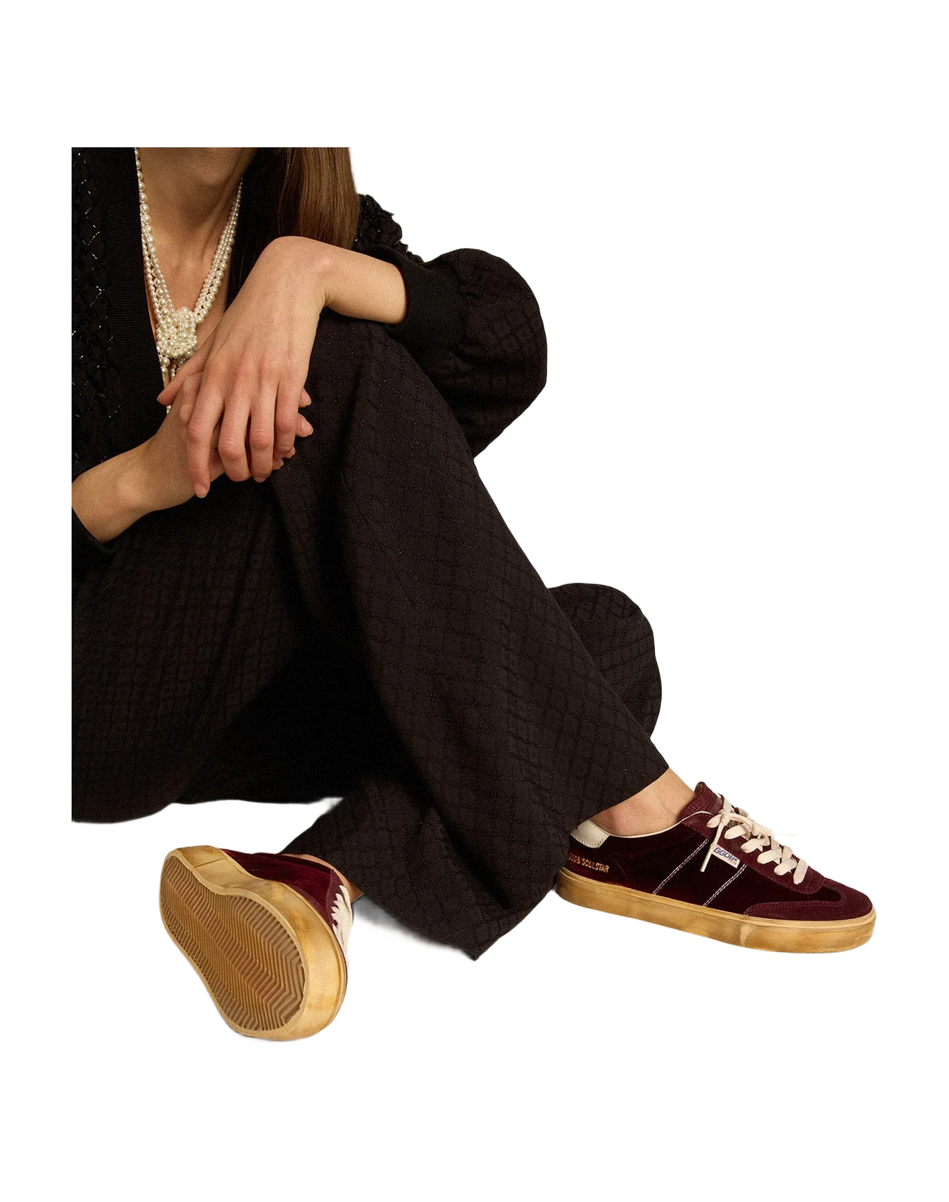 Women | Soul Star Burgundy Velvet with White Leather Heel Tab | Bordeaux x Milk - Image 4