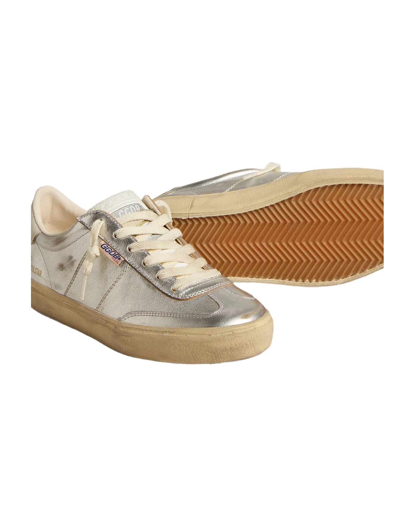 Women | Soul Star Metallic Silver Leather with White Leather Heel Tab | Silver x White x Milk - Image 6