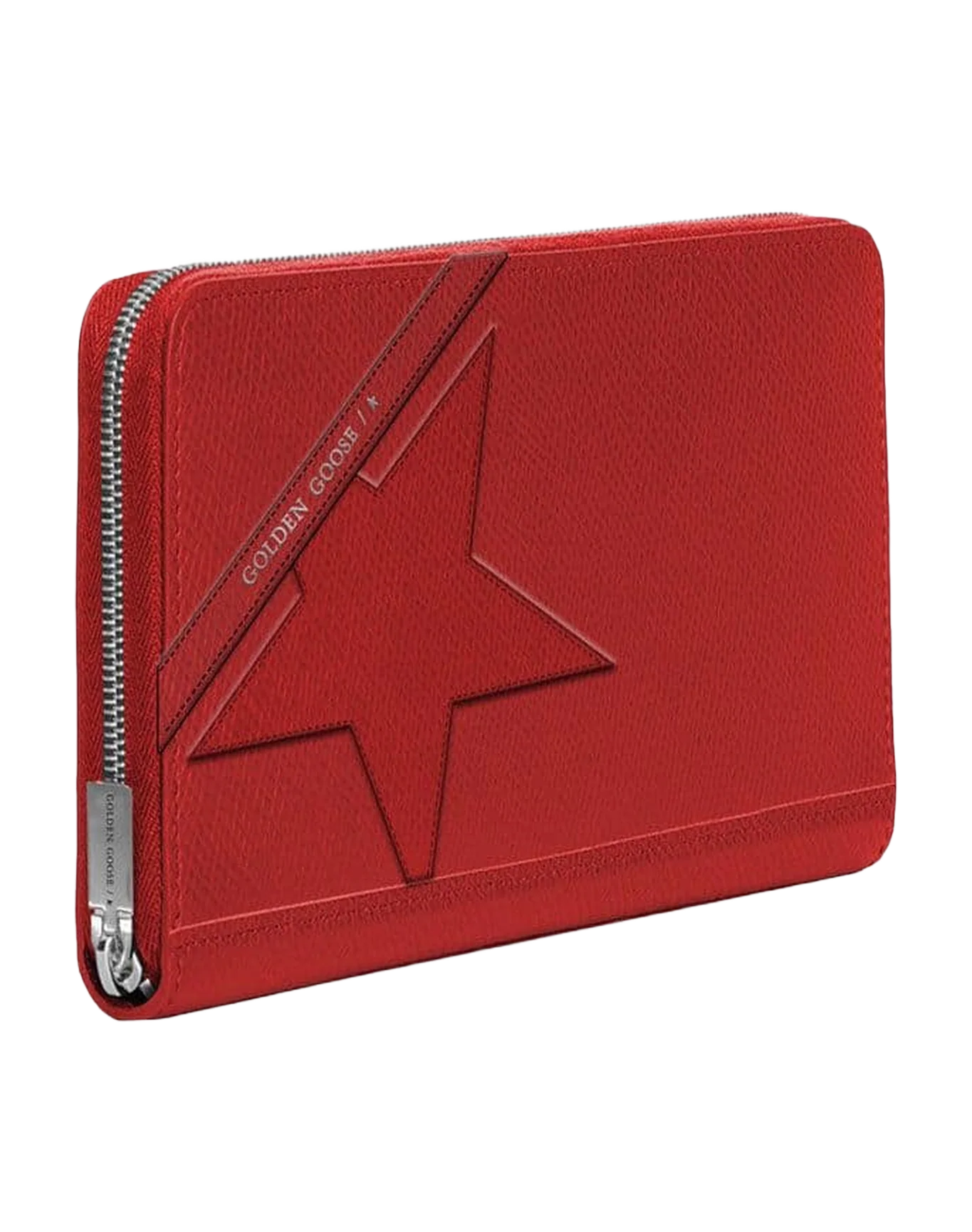 Women | Star Medium Zipped Around Hammered Red Leather | Rosso Malboro - Image 2