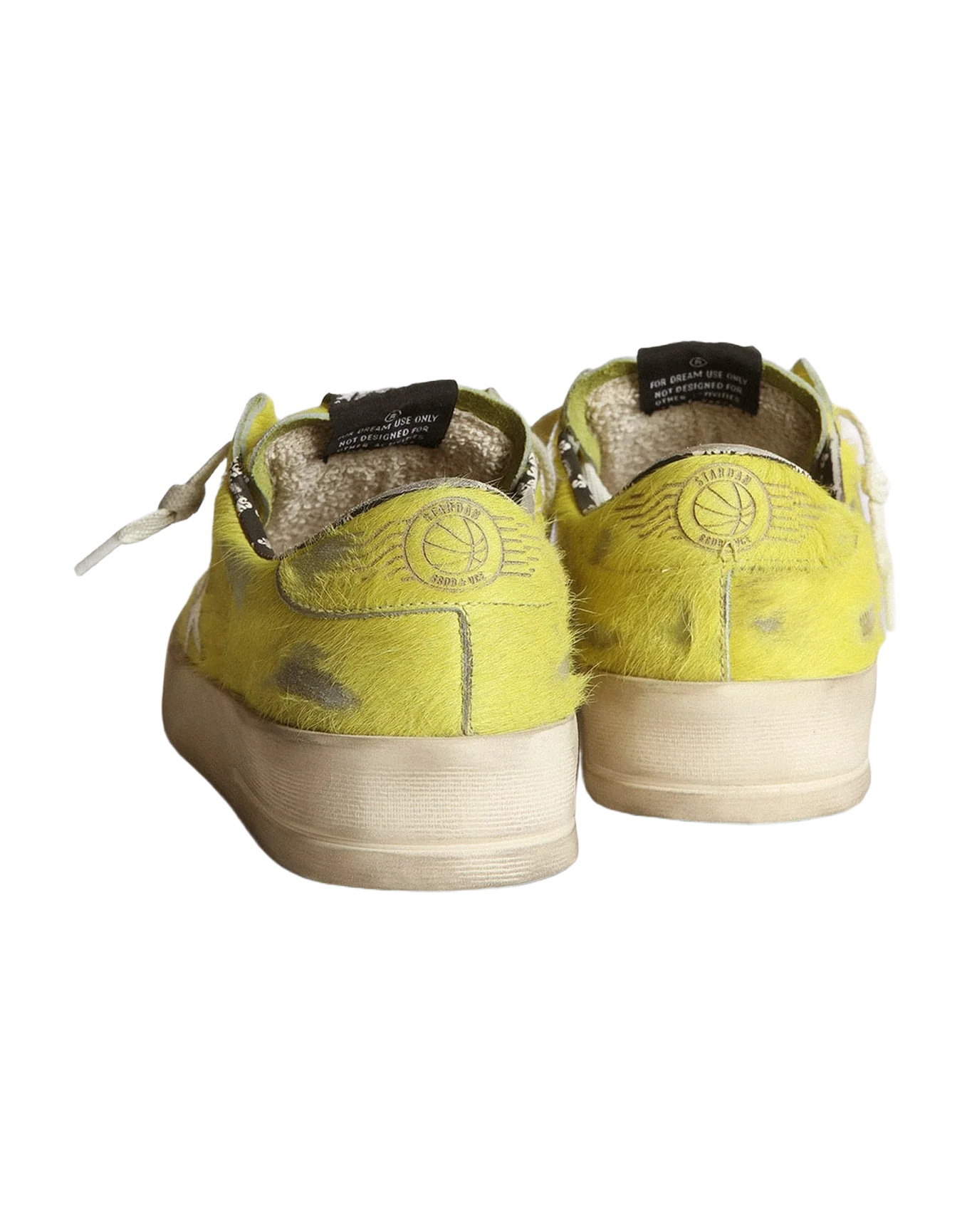 Women | Stardan Fluorescent Yellow Pony Skin with White Star | Yellow Plum x White - Image 3