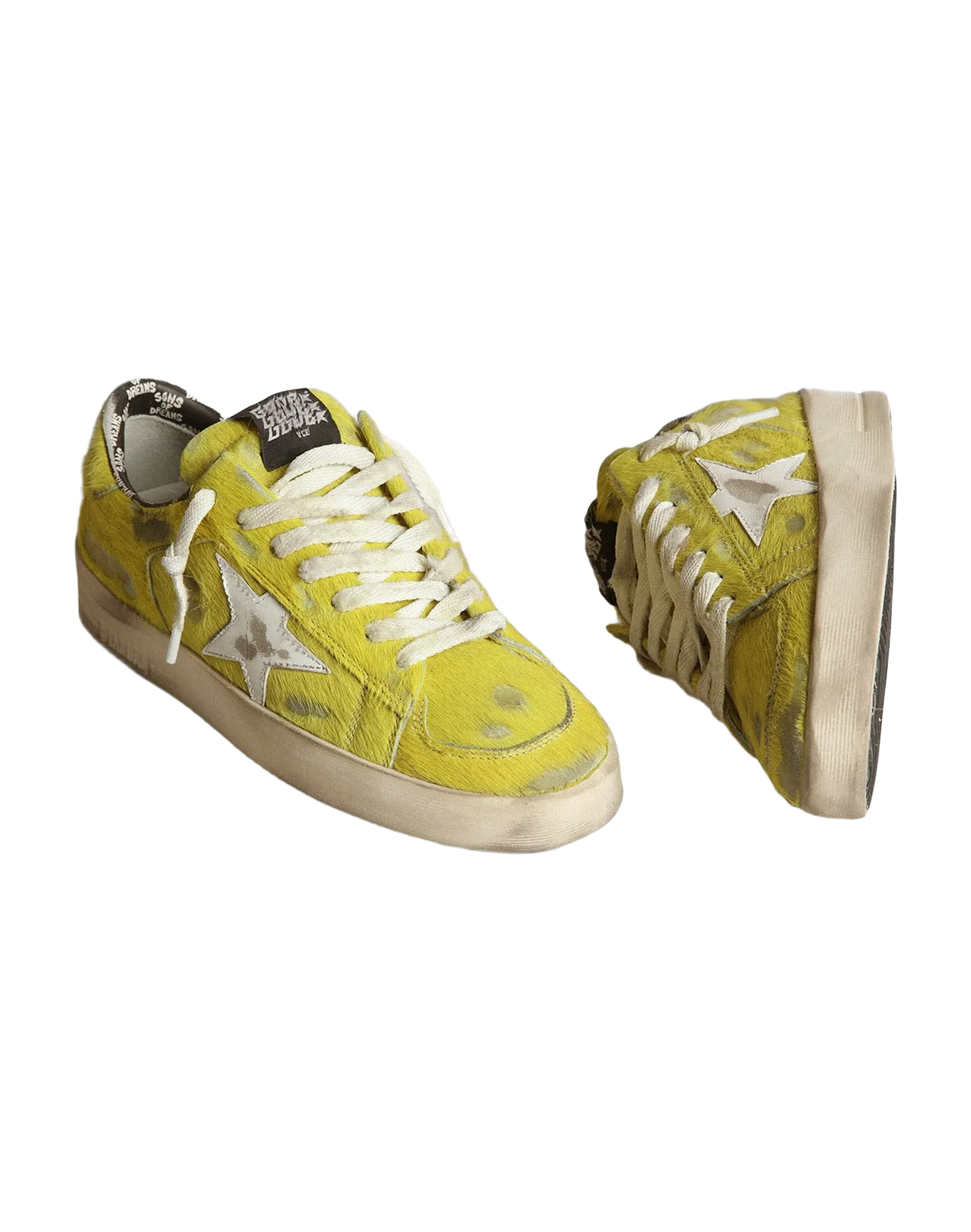 Women | Stardan Fluorescent Yellow Pony Skin with White Star | Yellow Plum x White - Image 6