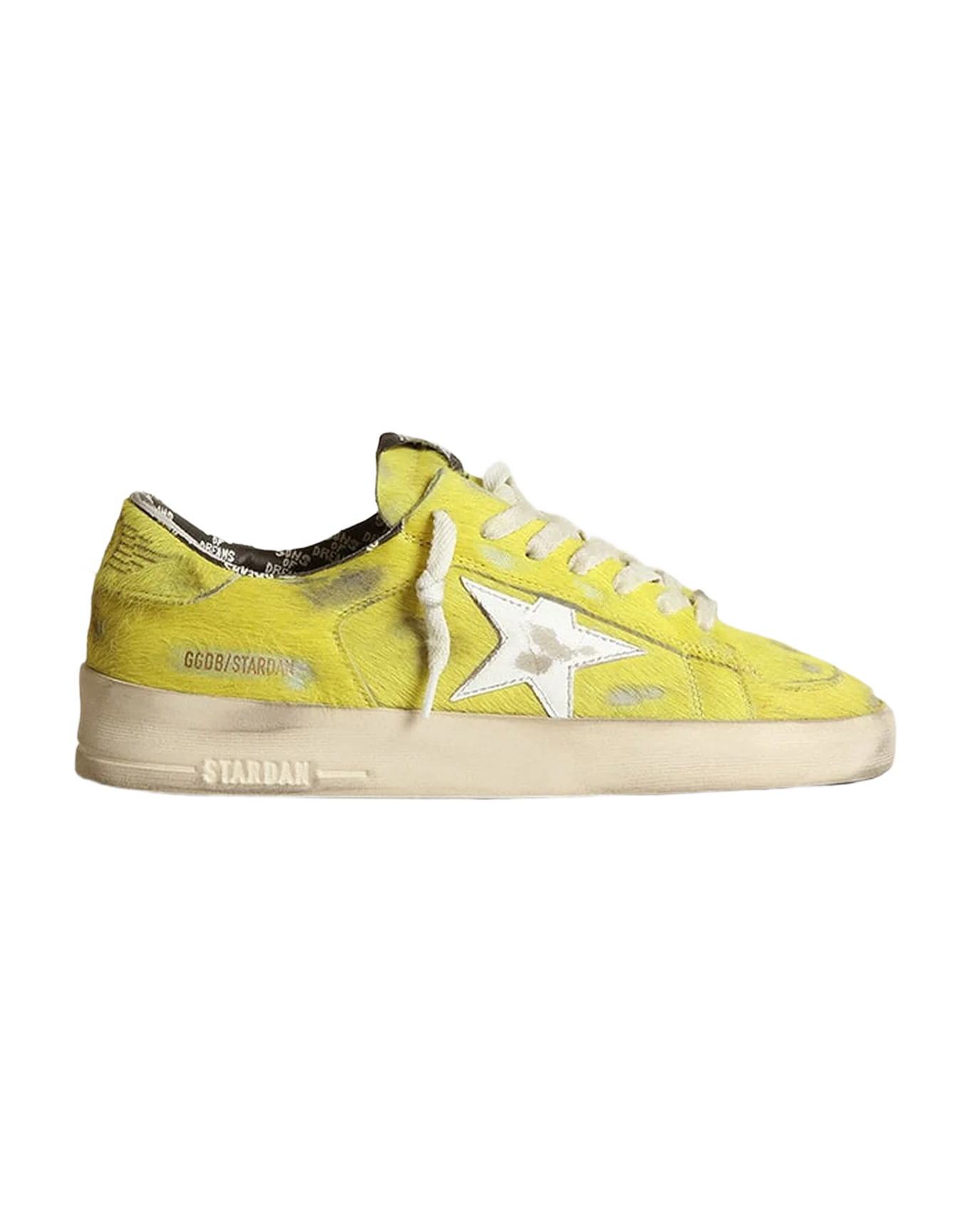 Women | Stardan Fluorescent Yellow Pony Skin with White Star | Yellow Plum x White - Image 8