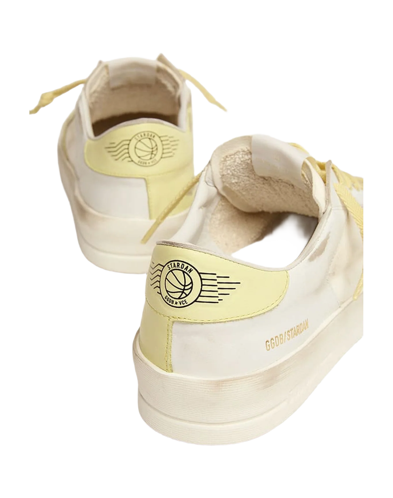 Women | Stardan Milk-White Nappa with Yellow Leather Star & Heel Tab | White x Light Yellow - Image 2