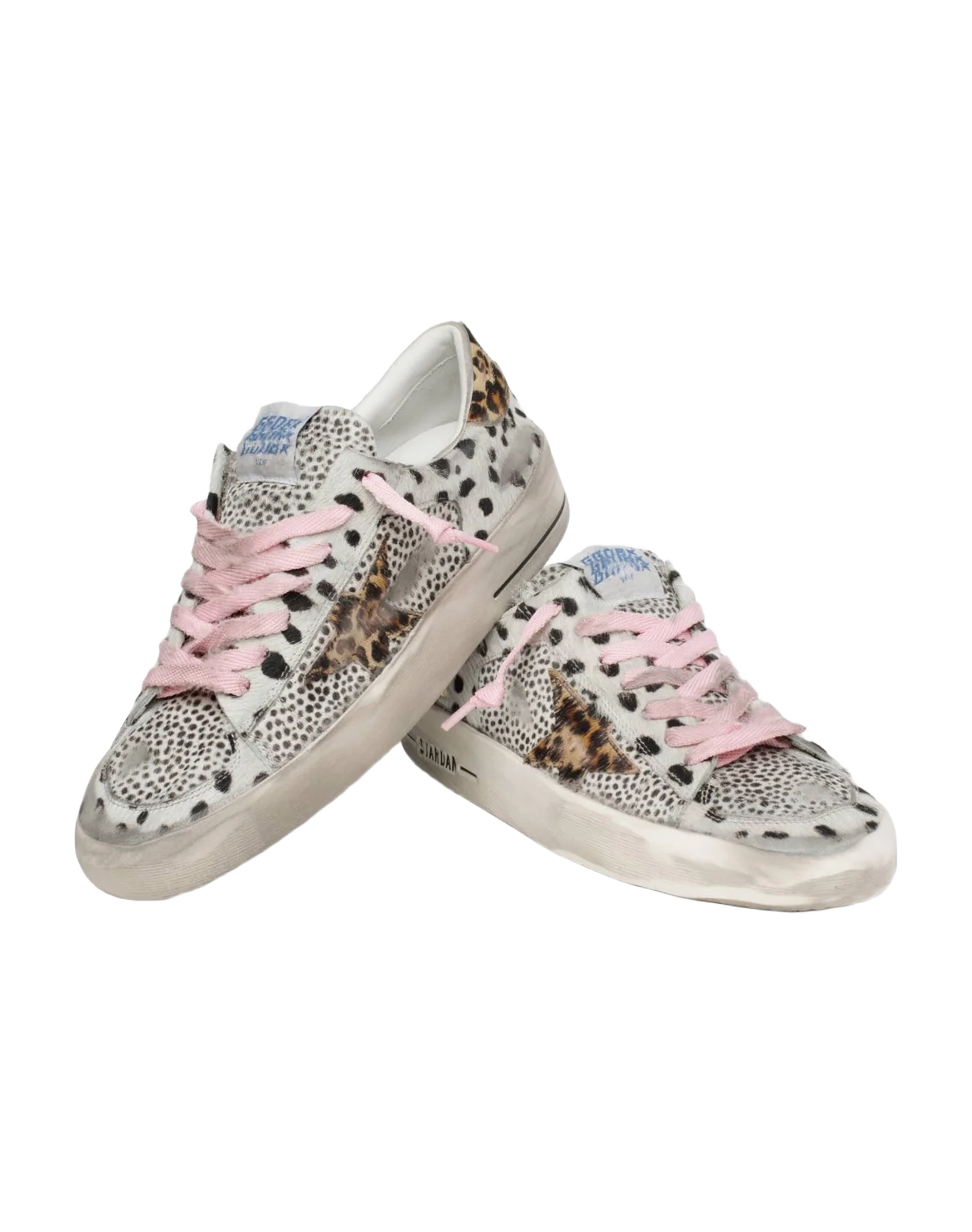 Women | Stardan Sneakers Polka-Dot Pony Skin with Leopard-Print Pony Skin Star | Black White x Beige Brown Leo