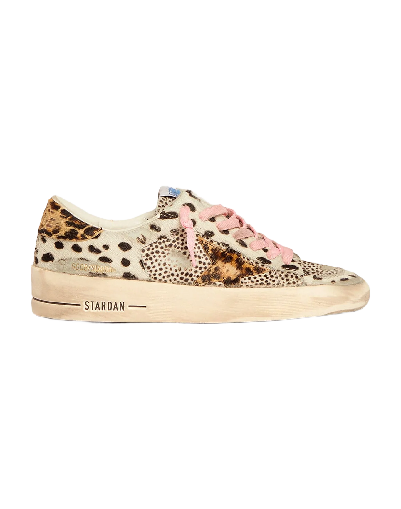 Women | Stardan Sneakers Polka-Dot Pony Skin with Leopard-Print Pony Skin Star | Black White x Beige Brown Leo - Image 4