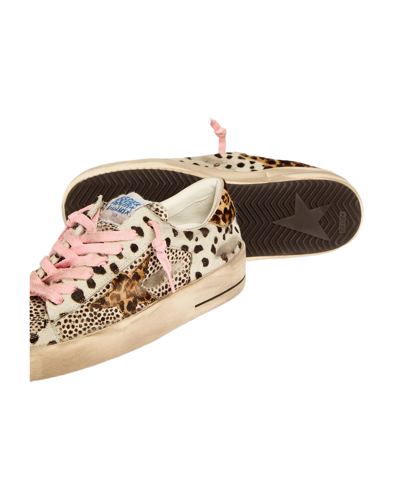 Women | Stardan Sneakers Polka-Dot Pony Skin with Leopard-Print Pony Skin Star | Black White x Beige Brown Leo - Image 7