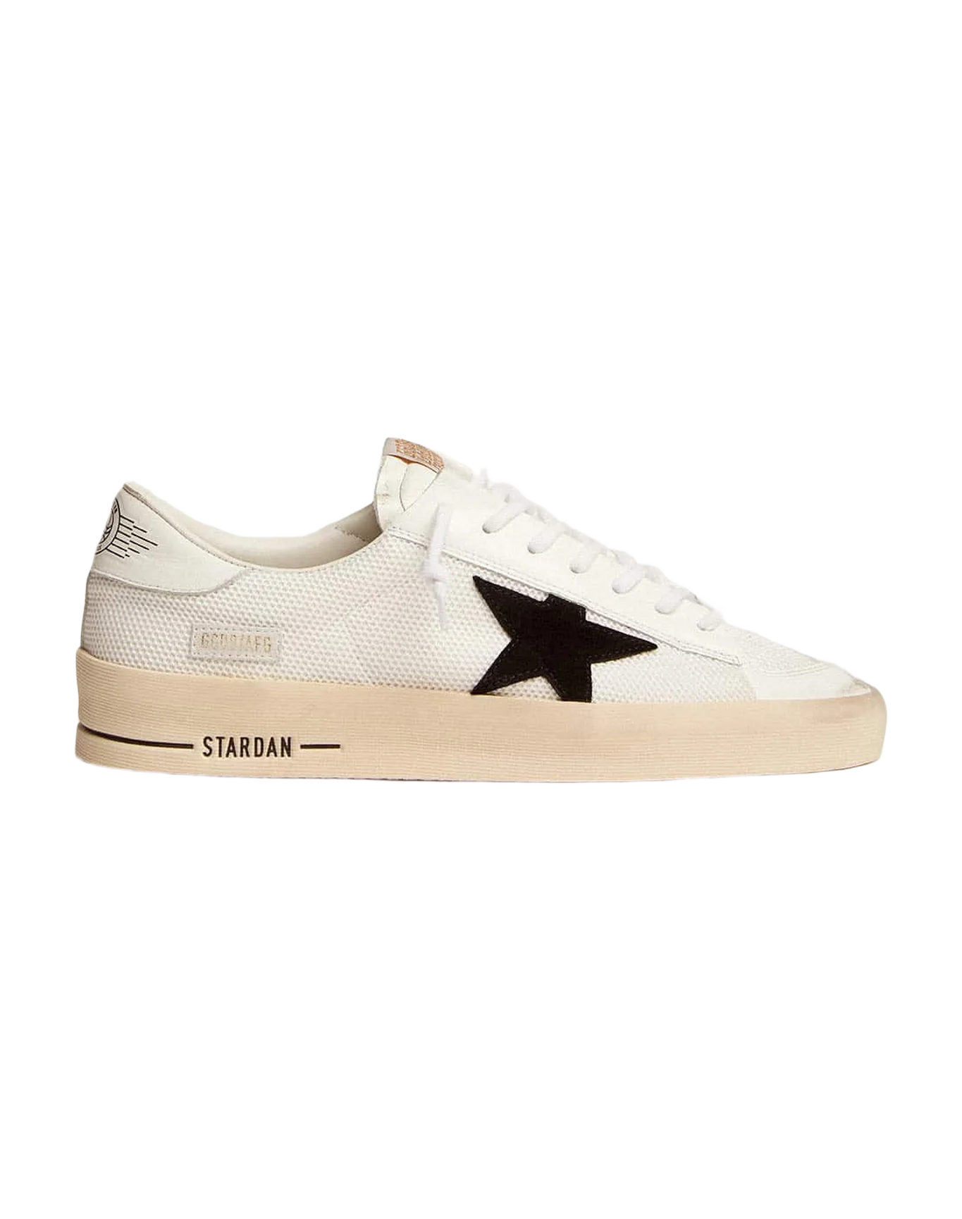 Women | Stardan with White Leather & Mesh Inserts & Black Suede Star | White x Black - Image 7