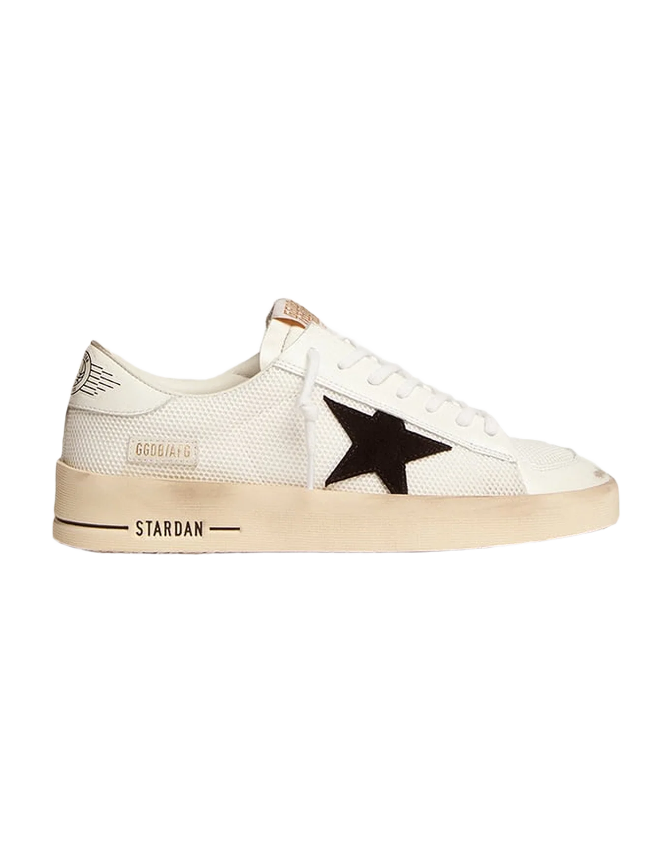 Women | Stardan with White Leather & Mesh Inserts & Black Suede Star | White x Black - Image 8