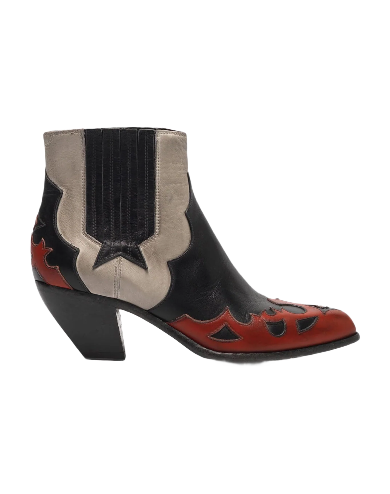 Women | Sunset Flowers Ankle Boots Leather with Decoration On The Upper - Image 3