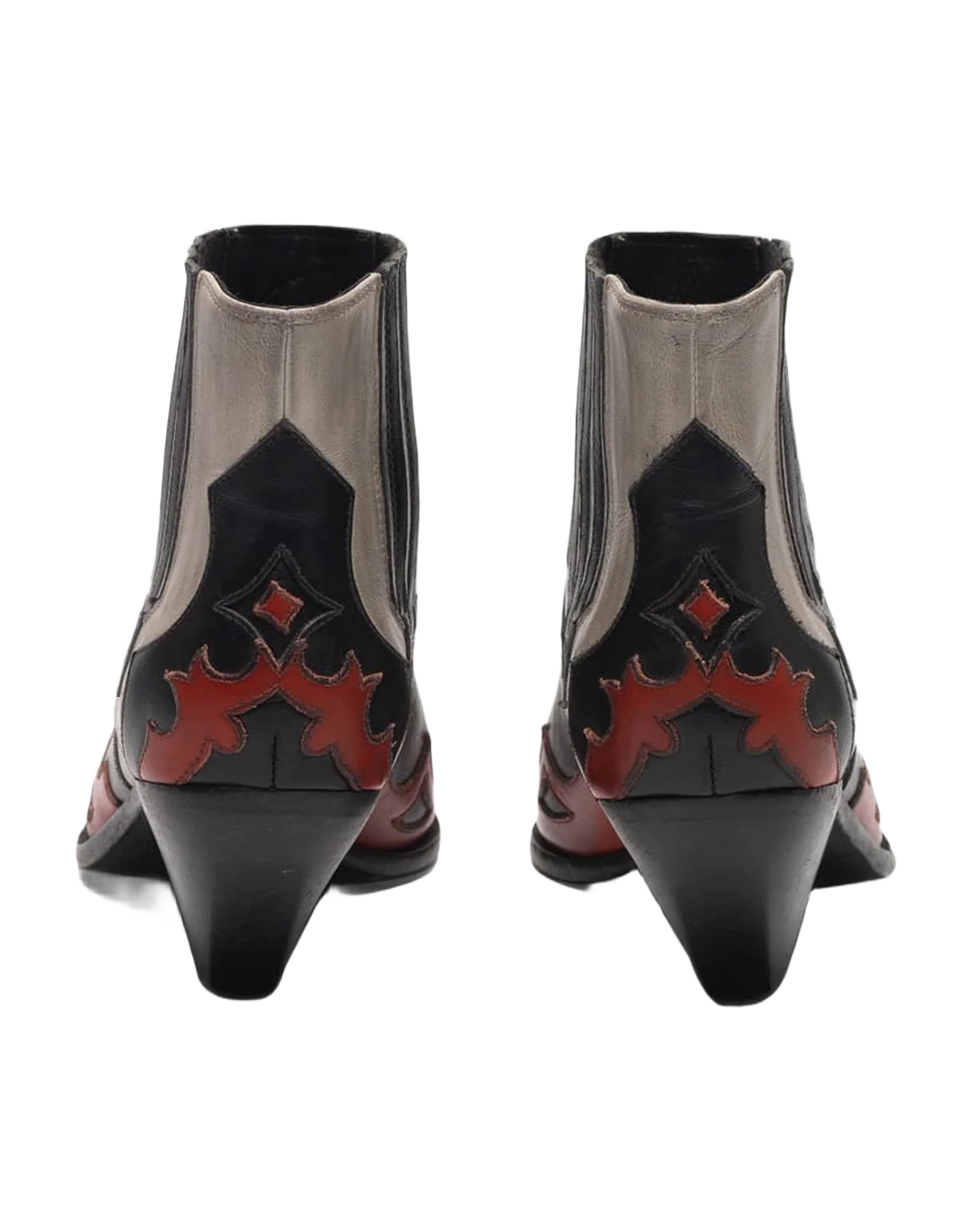 Women | Sunset Flowers Ankle Boots Leather with Decoration On The Upper - Image 4