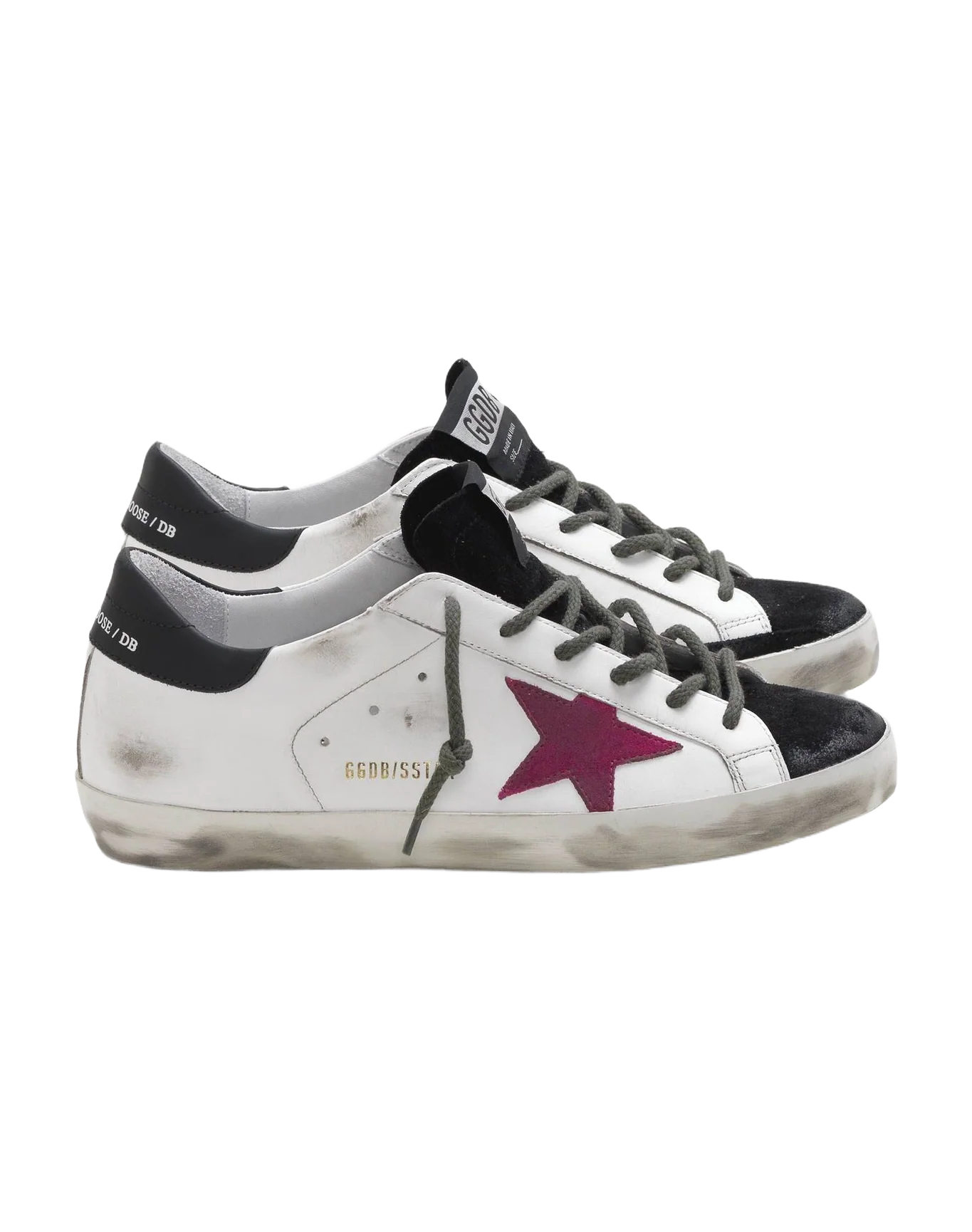 Women | Super-Star Black & White with Burgundy Star & Black Heel Tab - Image 2