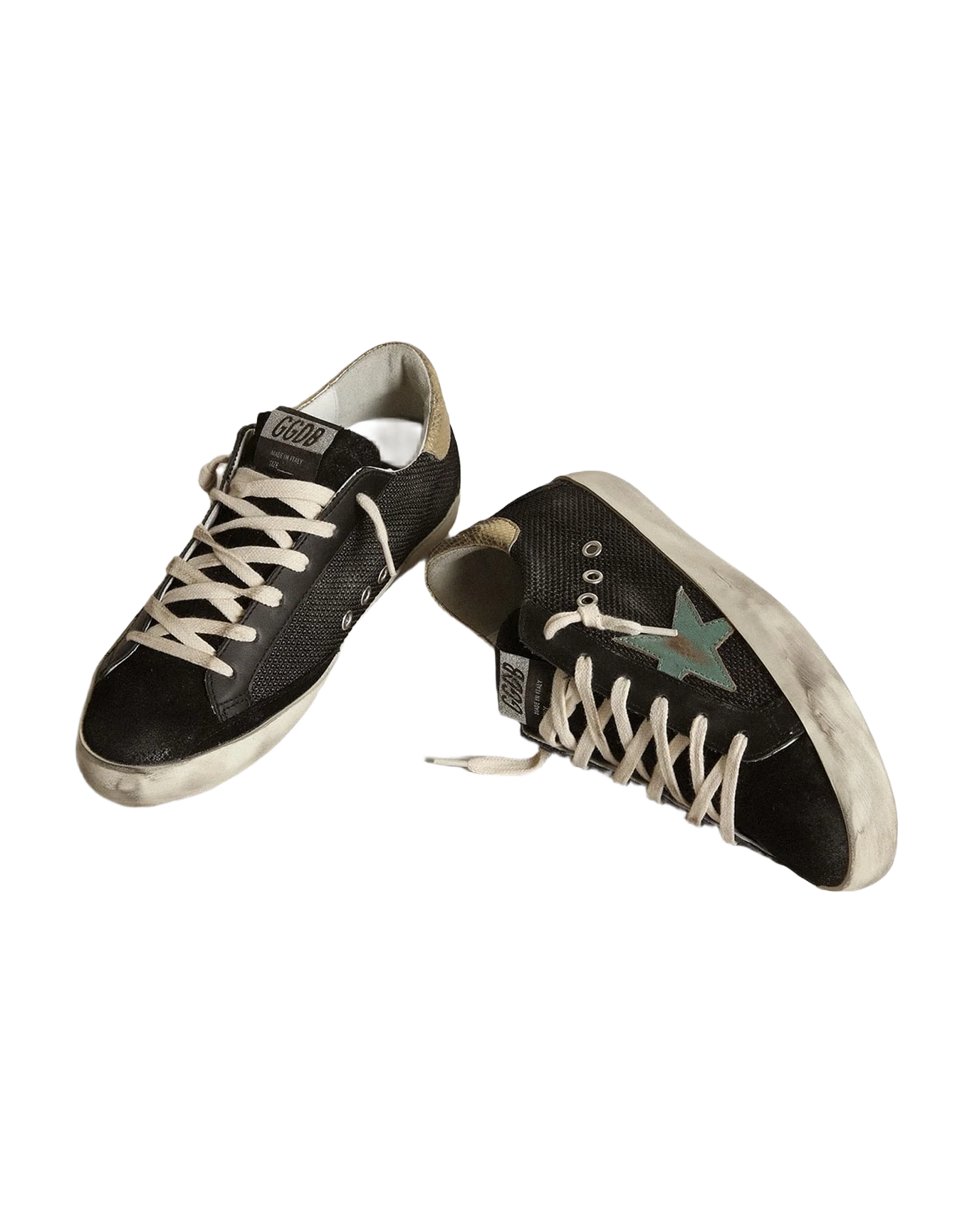 Women | Super-Star Black Mesh with Mint Leather Star & Platinum Heel Tab | Black x Mint x Platinum - Image 4