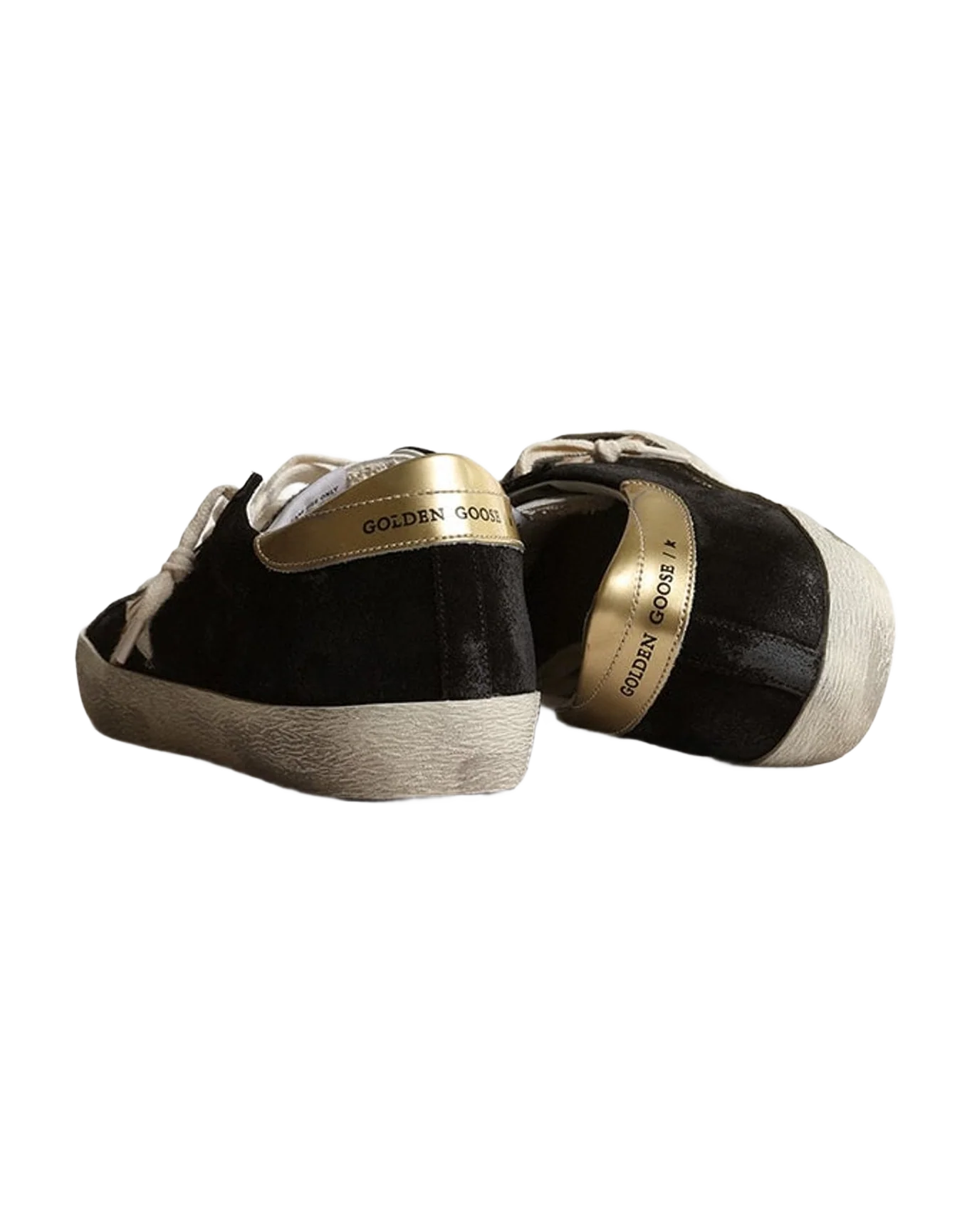 Women | Super-Star Black Suede with White/Beige Zebra Star & Gold Heel | Black x White x White Beige Zebra x Gold