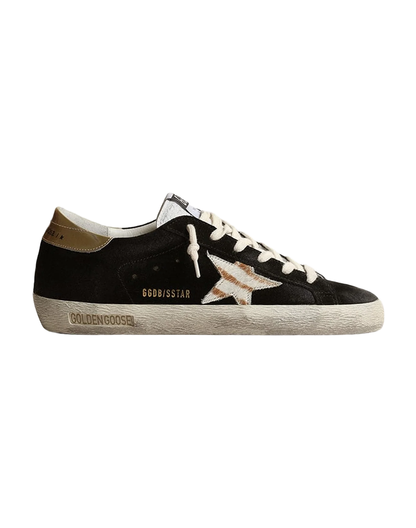 Women | Super-Star Black Suede with White/Beige Zebra Star & Gold Heel | Black x White x White Beige Zebra x Gold - Image 5