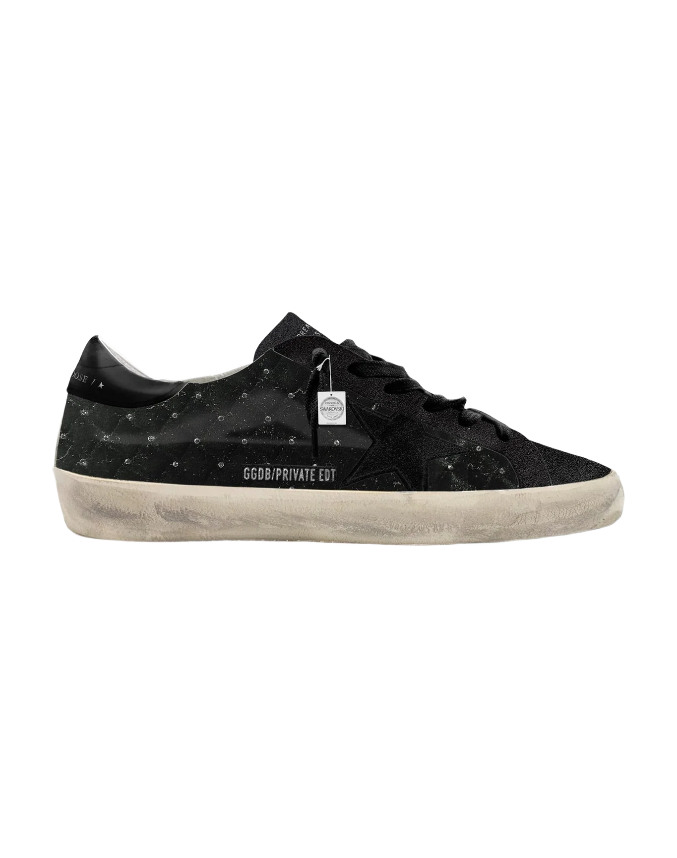 Women | Super-Star Black Velvet with Crystals & Suede Star & Tongue | Black
