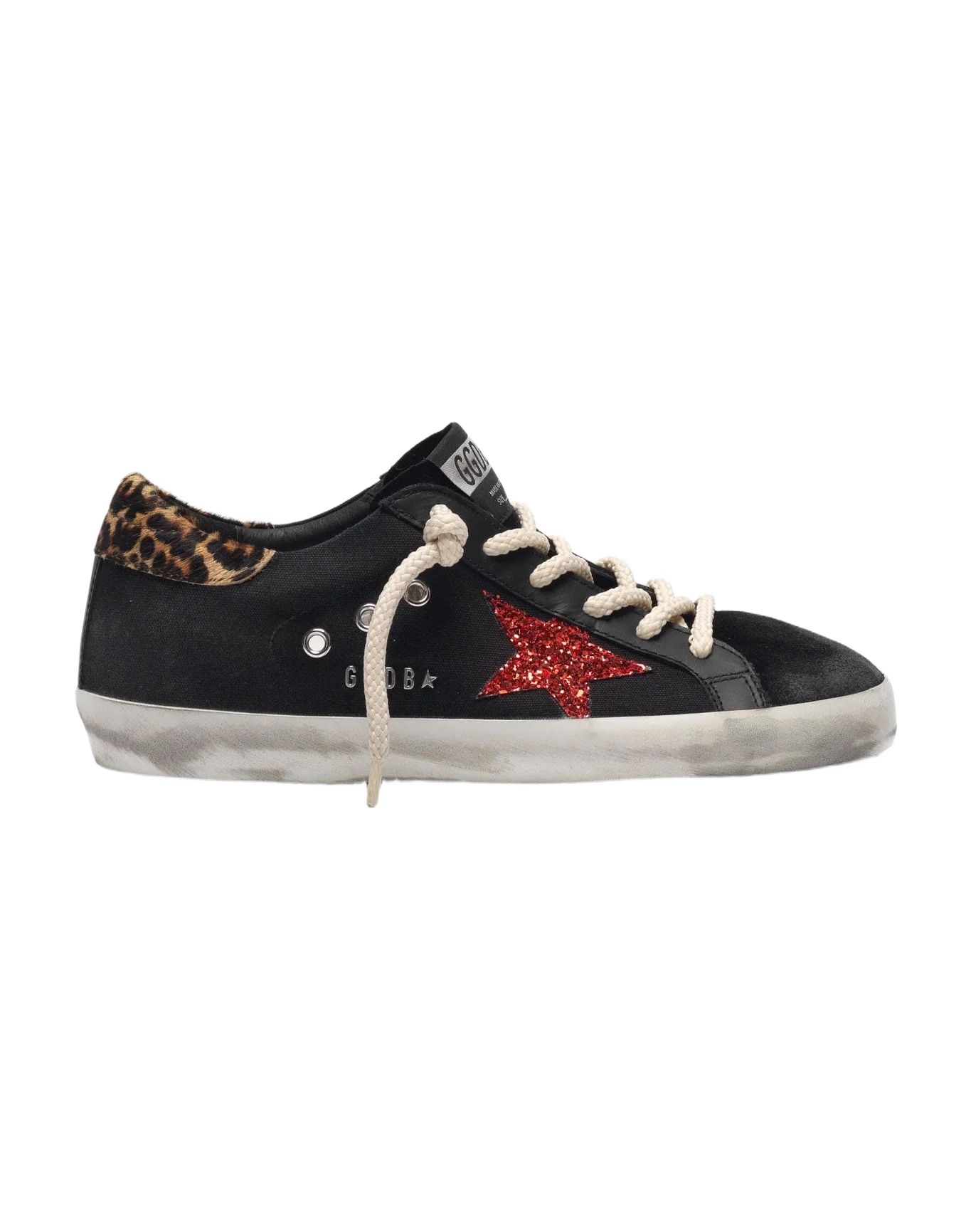 Women | Super-Star Black with Red Glitter Star & Leopard-Pattern Heel Tab - Image 3
