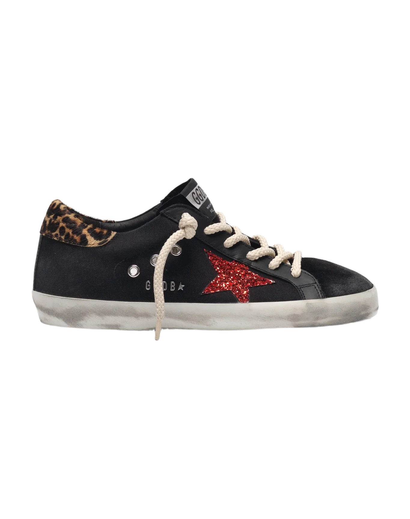 Women | Super-Star Black with Red Glitter Star & Leopard-Pattern Heel Tab - Image 5