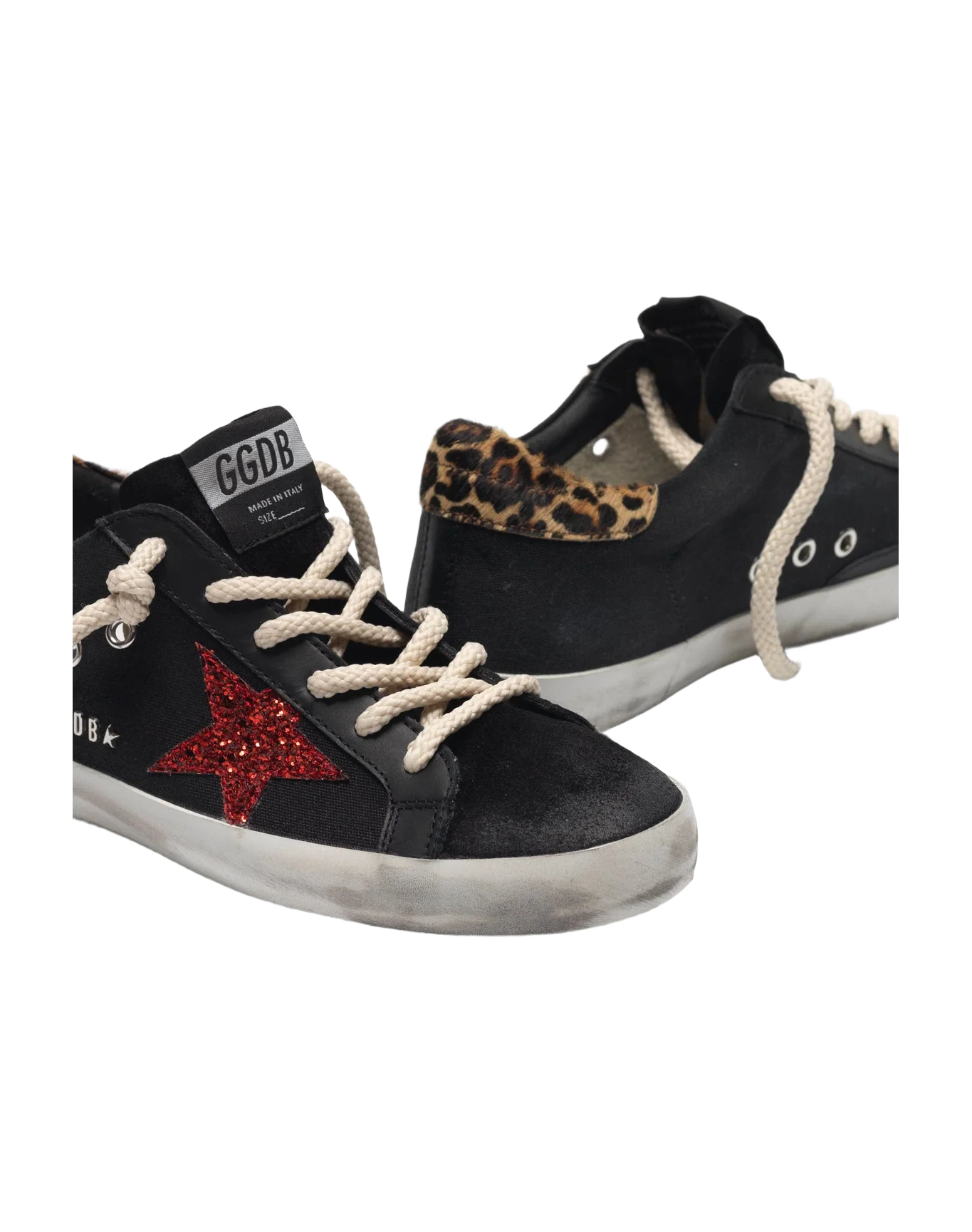 Women | Super-Star Black with Red Glitter Star & Leopard-Pattern Heel Tab - Image 7