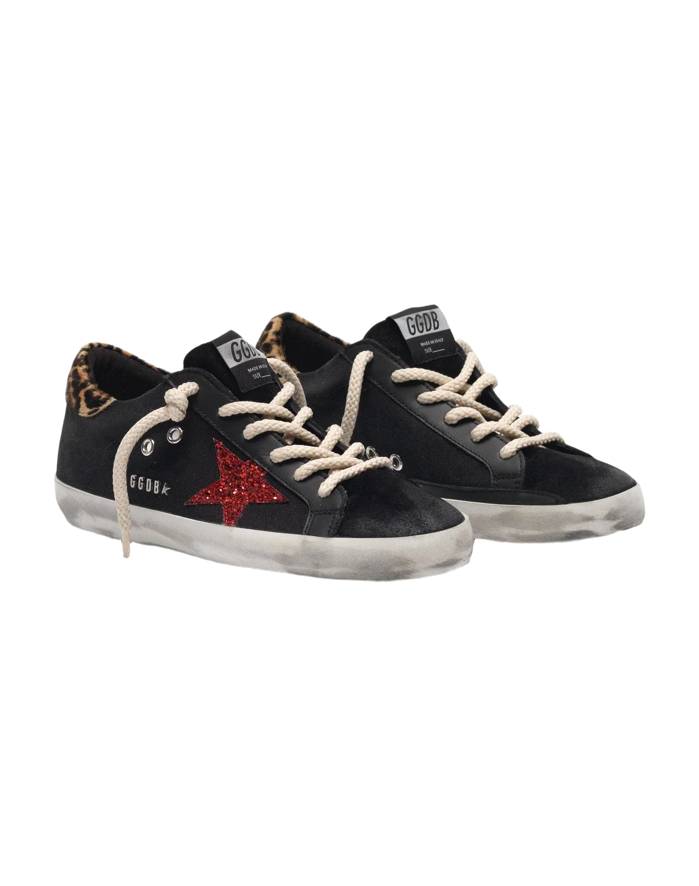 Women | Super-Star Black with Red Glitter Star & Leopard-Pattern Heel Tab - Image 8