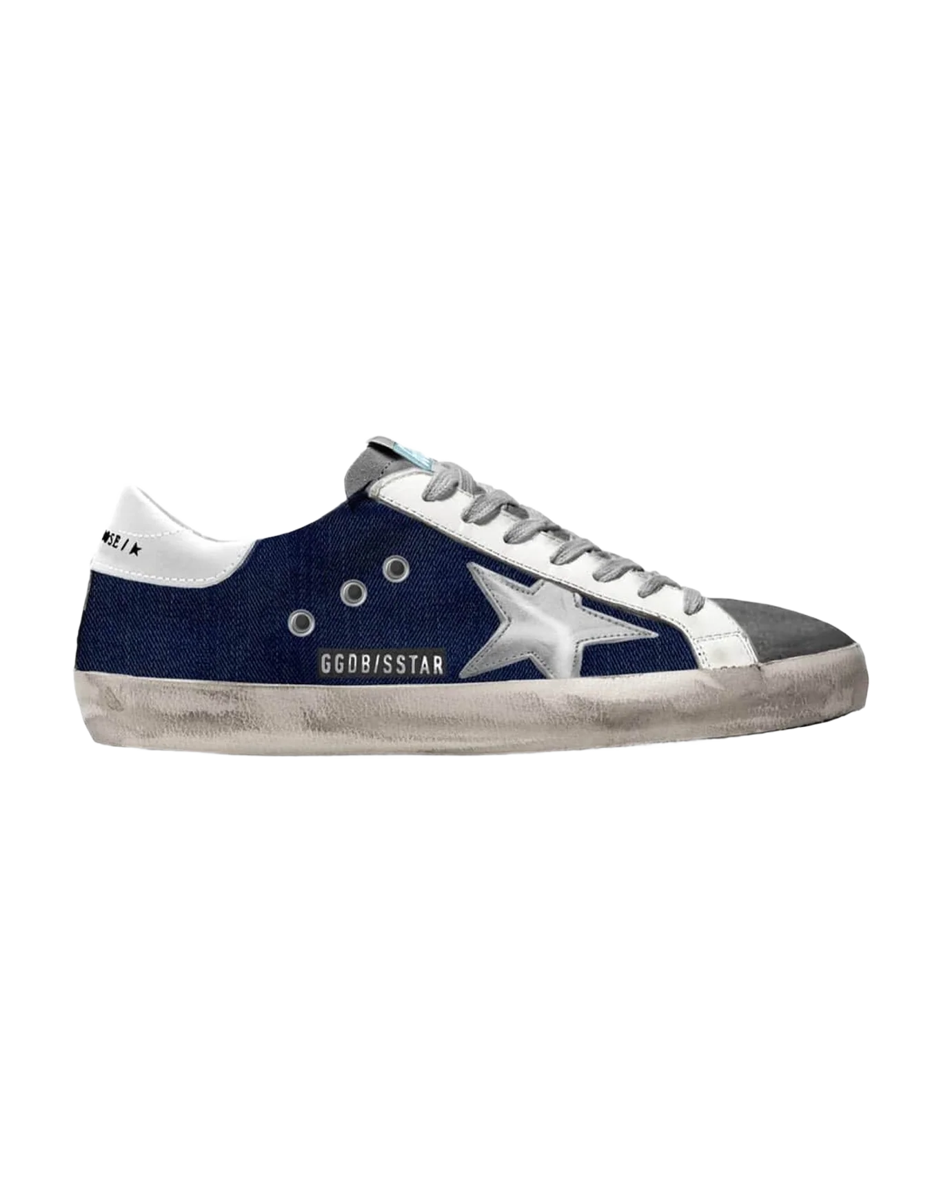 Women | Super-Star Blue Jeans Pattern with Silver Star & White Heel Tab