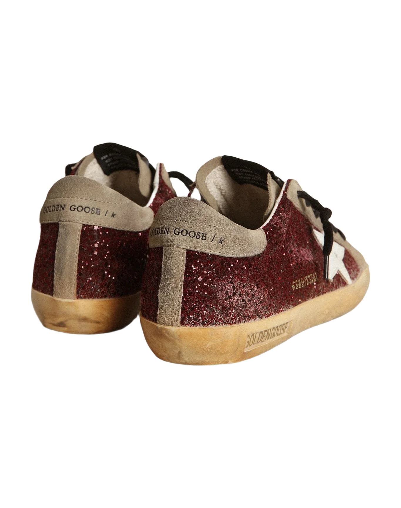 Women | Super-Star Burgundy Glitter with White Leather Star & Dove-Gray Suede Tongue | Bordeaux x Taupe x White - Image 4