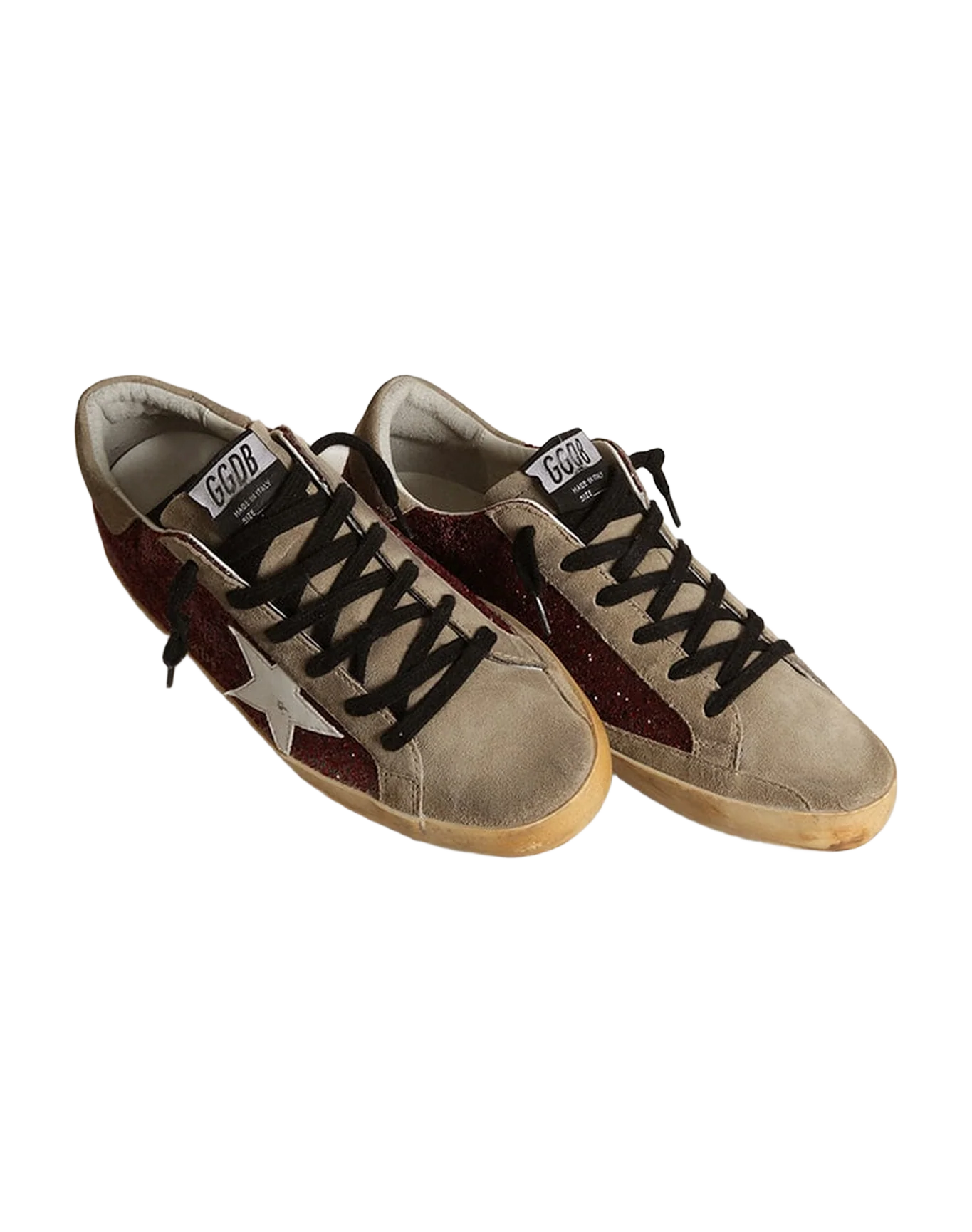 Women | Super-Star Burgundy Glitter with White Leather Star & Dove-Gray Suede Tongue | Bordeaux x Taupe x White - Image 8