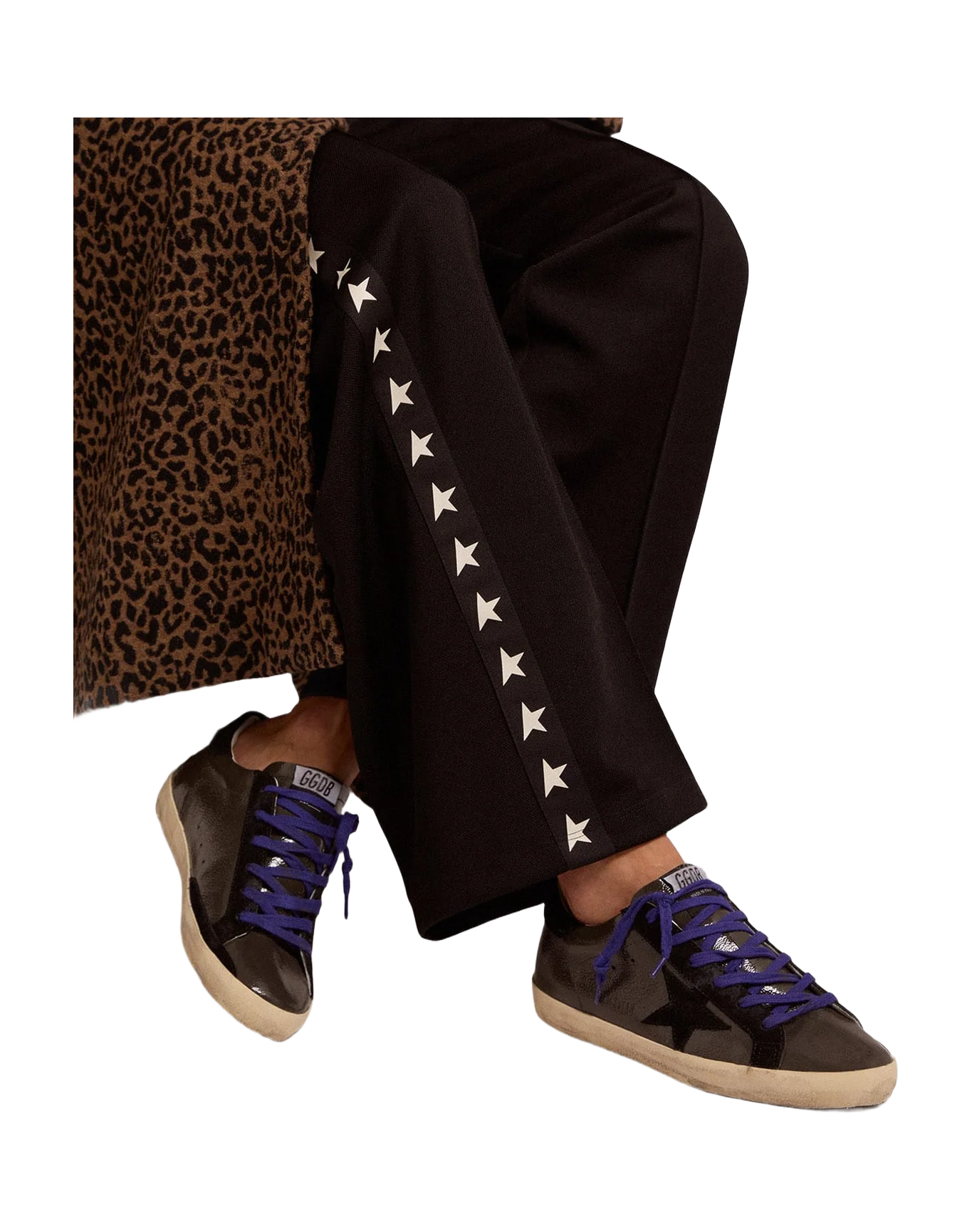 Women | Super-Star Gray Painted Leather with Black Inserts | Grey x Black - Image 3