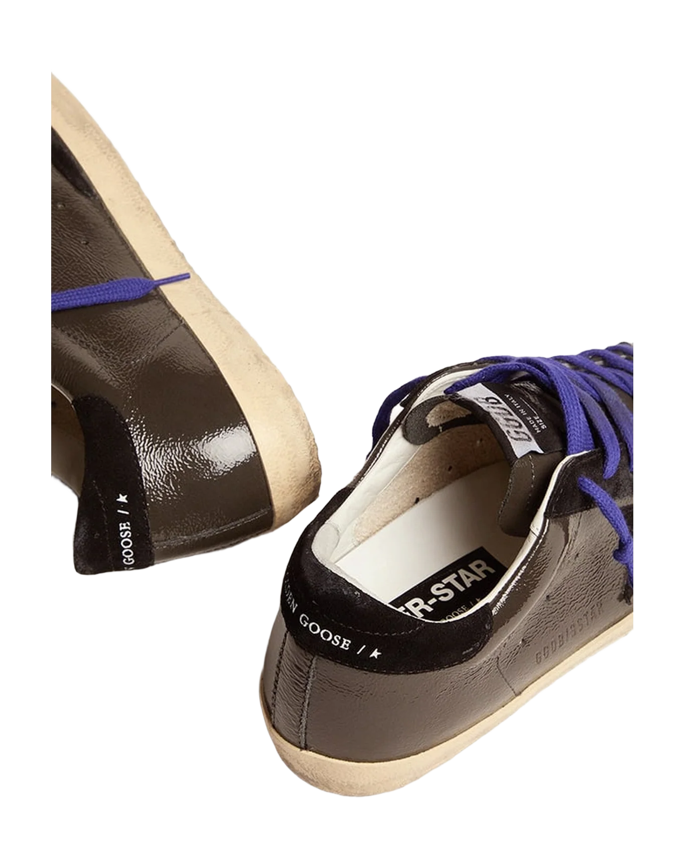 Women | Super-Star Gray Painted Leather with Black Inserts | Grey x Black - Image 4