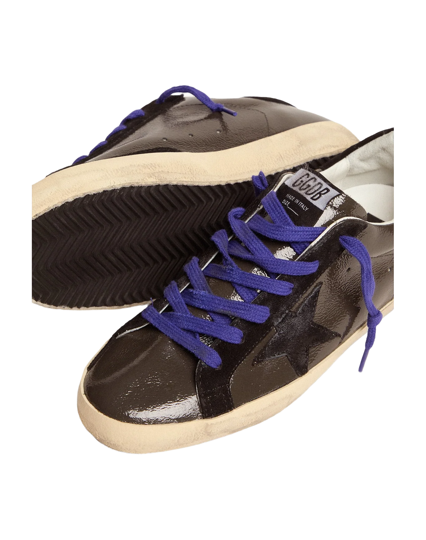 Women | Super-Star Gray Painted Leather with Black Inserts | Grey x Black - Image 6