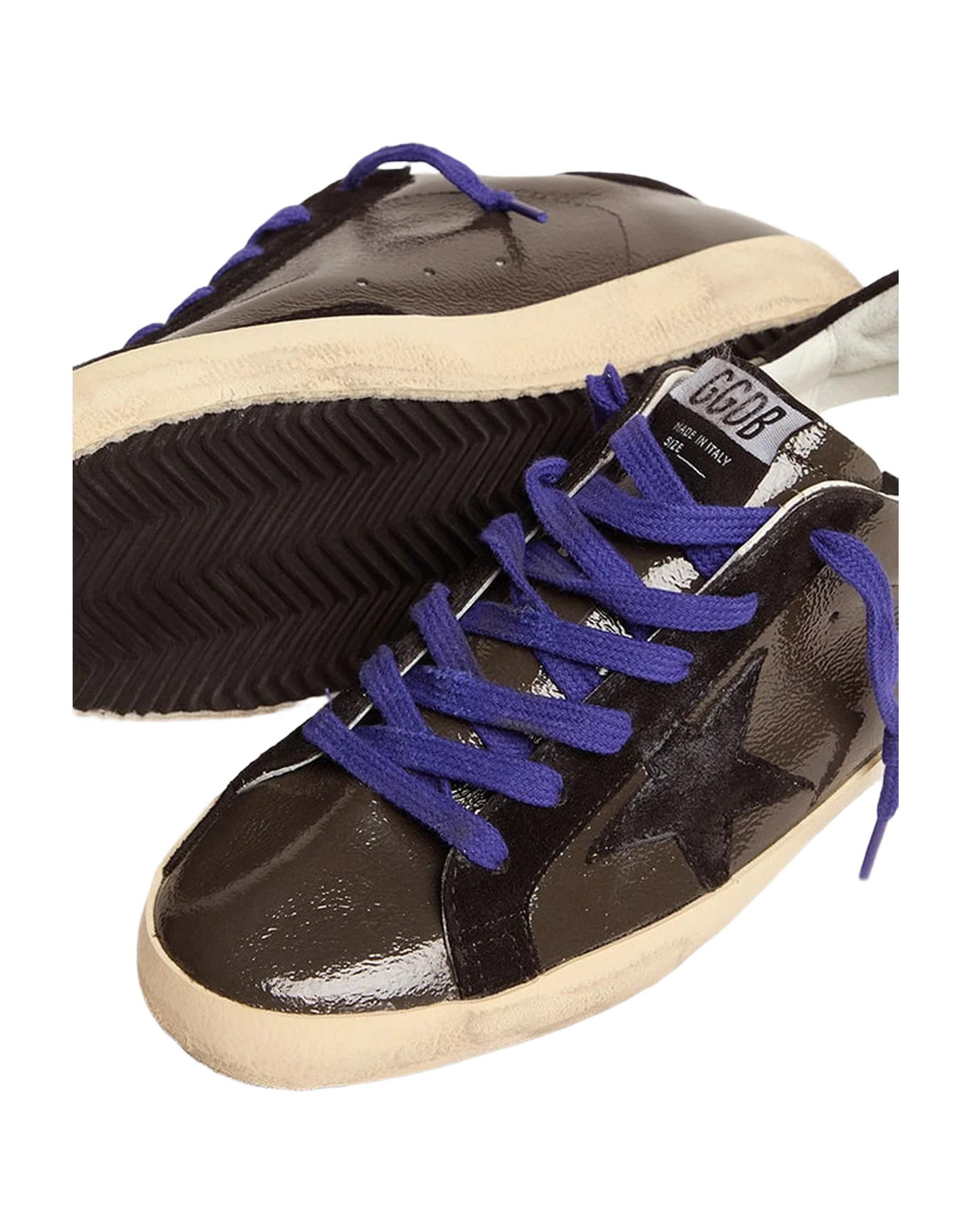 Women | Super-Star Gray Painted Leather with Black Inserts | Grey x Black - Image 7