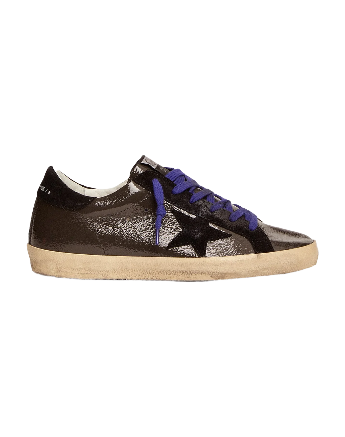 Women | Super-Star Gray Painted Leather with Black Inserts | Grey x Black - Image 9