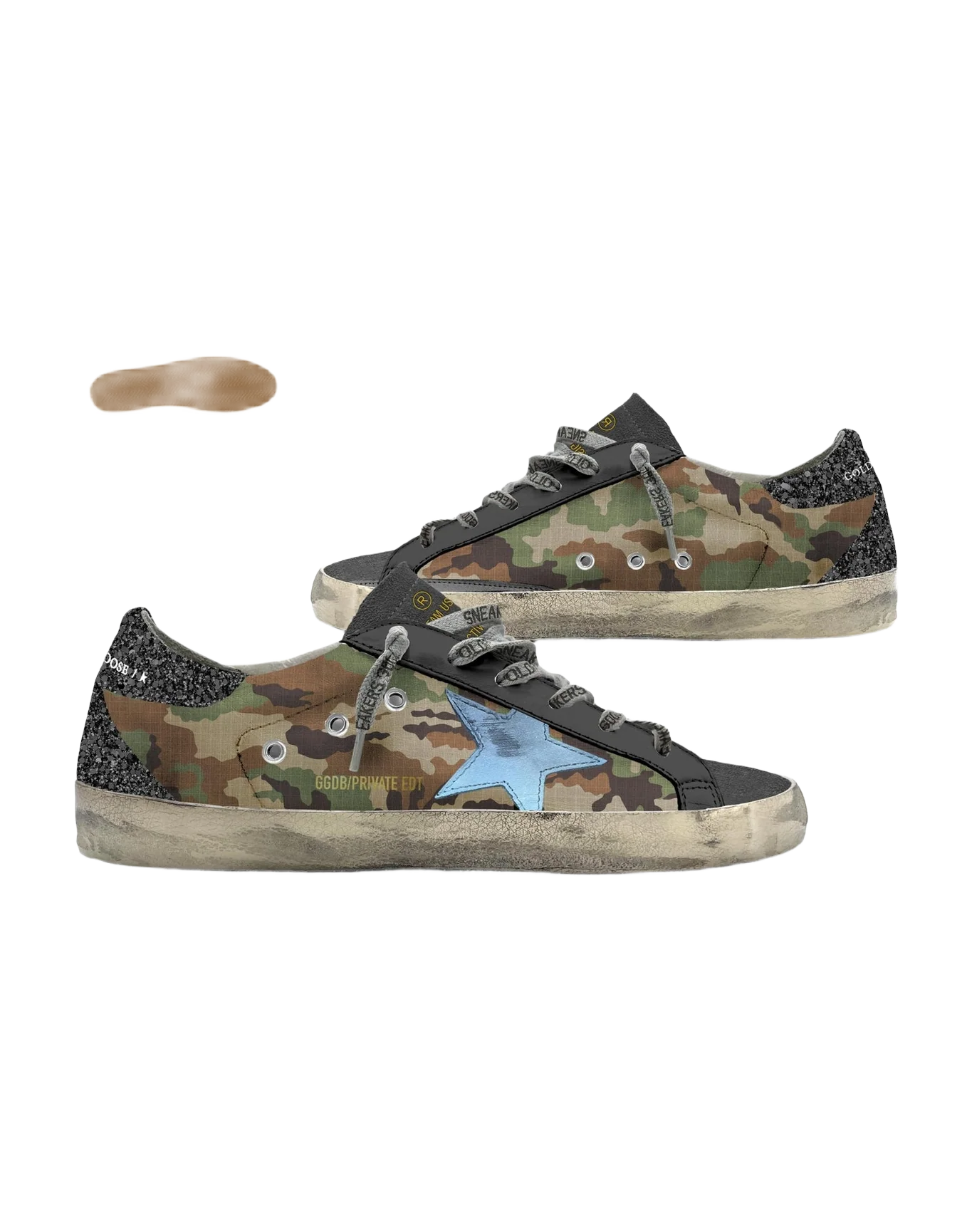 Women | Super-Star Green Camouflage with Blue Sky Star & Black Heel Tab | Green Camouflage x Black x Sky