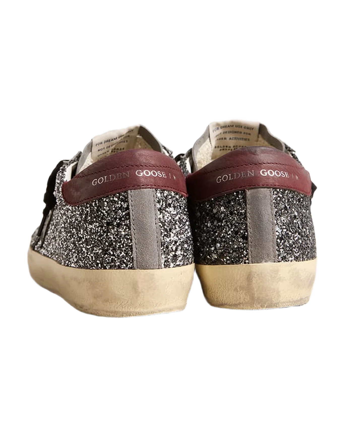 Women | Super-Star Grey Glitter & Suede Toe with Black Star & Red Wine Heel | Sliver x Black x Gray x Red Wine - Image 3