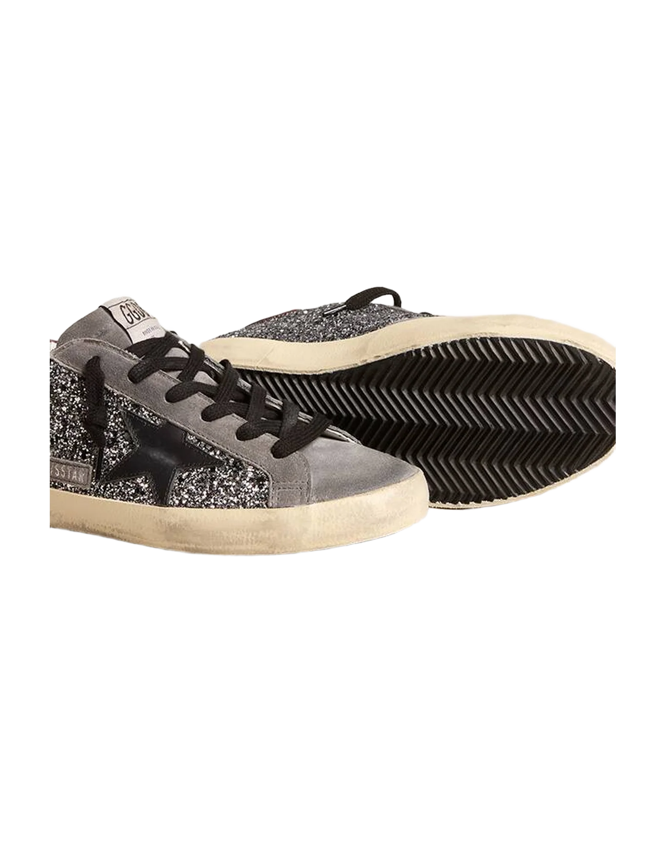 Women | Super-Star Grey Glitter & Suede Toe with Black Star & Red Wine Heel | Sliver x Black x Gray x Red Wine - Image 4