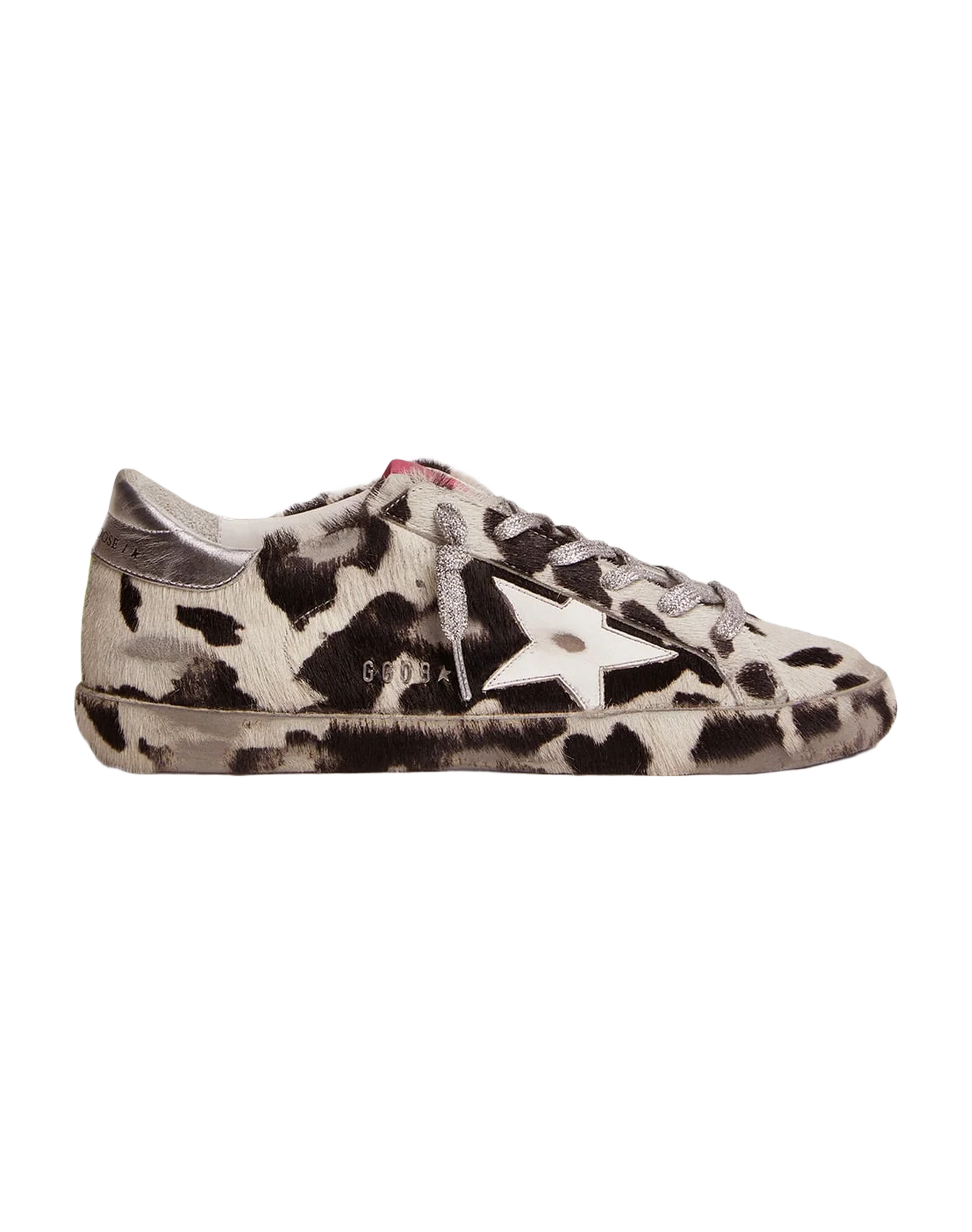 Women | Super-Star Lab Sneakers Cow-Print Pony Skin & White Leather Star | White Black Cow x White x Silver x Fluo Yellow - Image 5