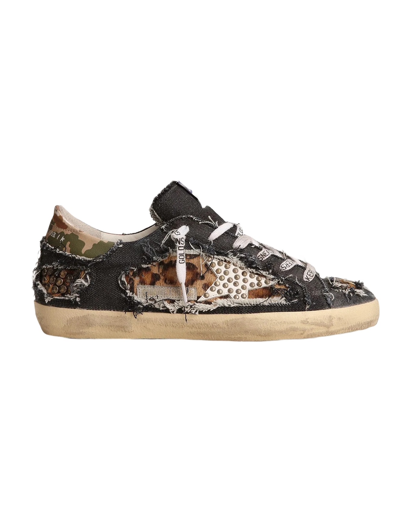Women | Super-Star Lab Sneakers Denim & Leopard-Print Pony Skin | Blue Beige Brown Black Leo x White x Green Camou - Image 3