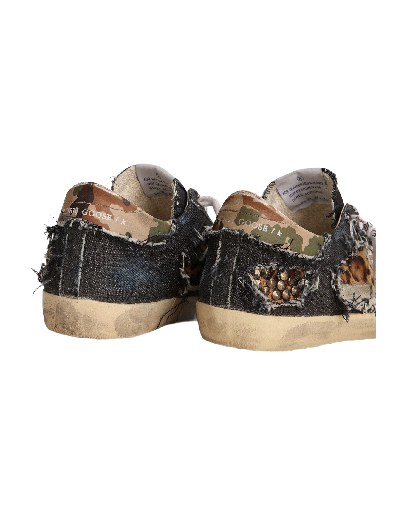 Women | Super-Star Lab Sneakers Denim & Leopard-Print Pony Skin | Blue Beige Brown Black Leo x White x Green Camou - Image 5